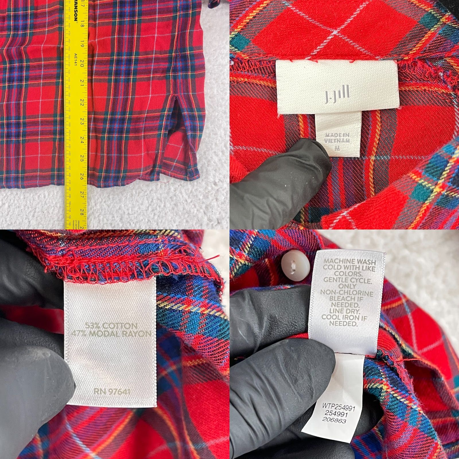 J. Jill J. Jill Red Plaid Button-Up Flannel Shirt Womens Medium Long Sleeve Casual Shirt Size M / US 6-8 / IT 42-44 - 8 Thumbnail