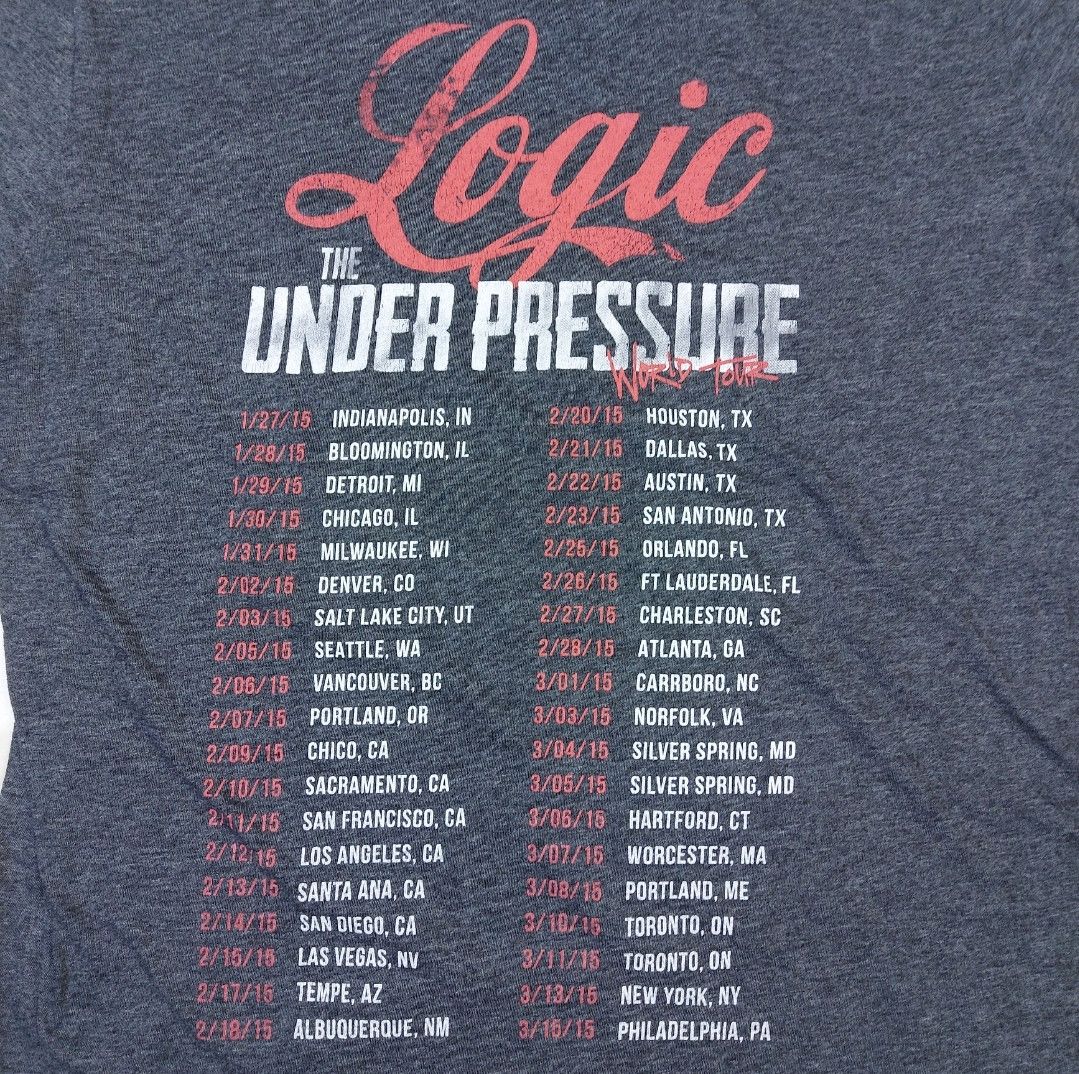 Band Tees Logic Under Pressure World Tour 2015 Concert Band TEE Size US M / EU 48-50 / 2 - 13 Thumbnail