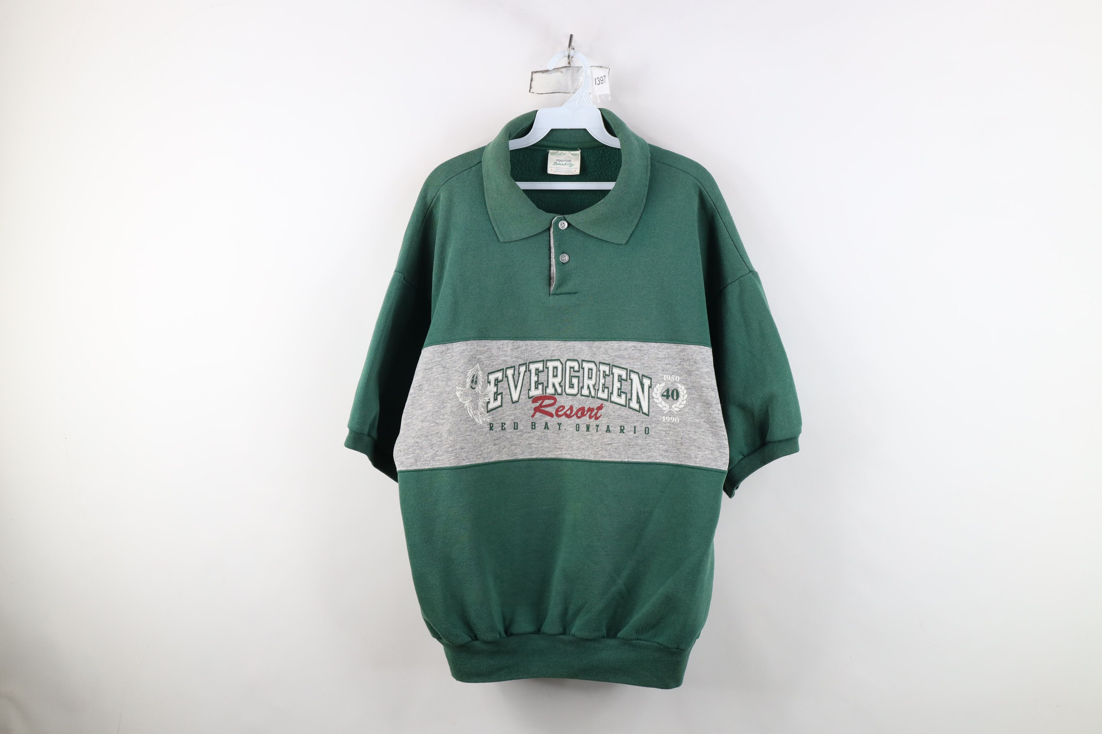 Vintage Vintage 90s Evergreen Red Bay Canada Collared Sweatshirt Size US L / EU 52-54 / 3 - 1 Thumbnail