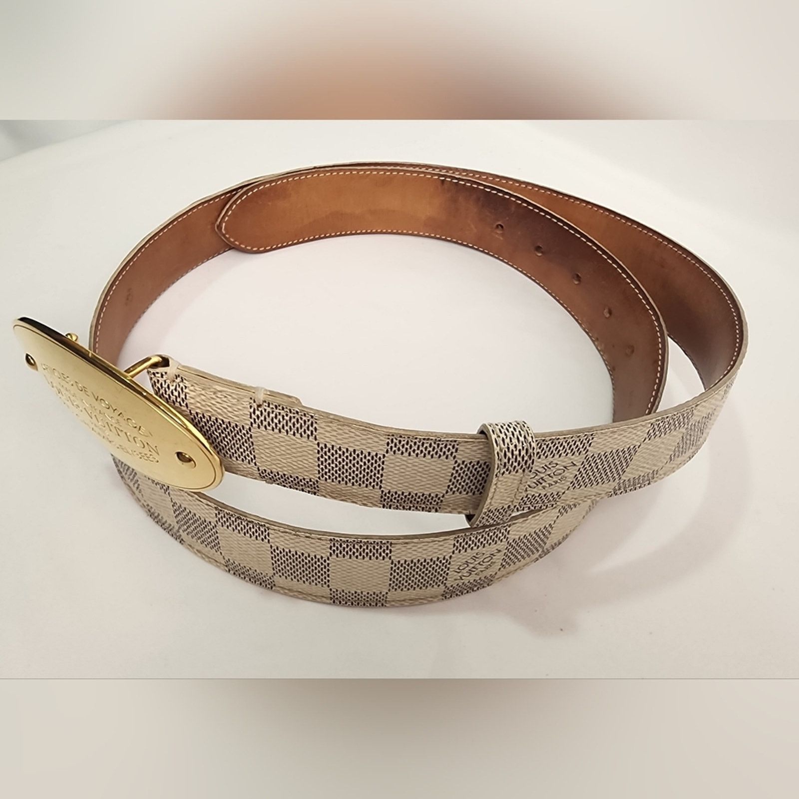 Louis Vuitton Louis Vuitton Damier Azur Canvas Voyage Belt 100/40 Size ONE SIZE - 9 Thumbnail
