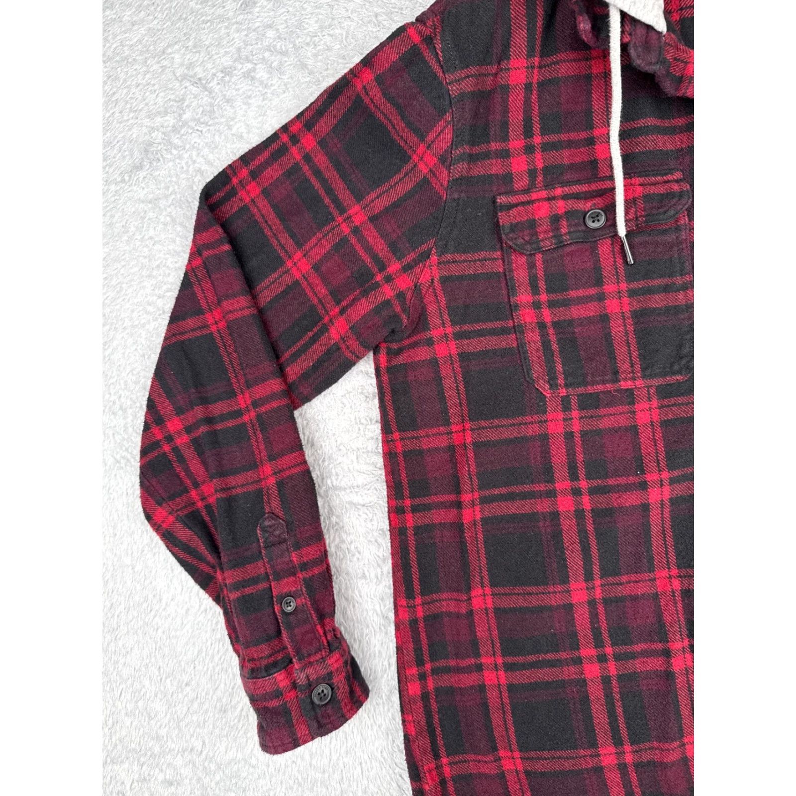 H&M H&M Divided Shirt Men L Red Plaid Flannel Hooded Pockets Button-Up Long Sleeve Casual Workwear Size US L / EU 52-54 / 3 - 3 Thumbnail