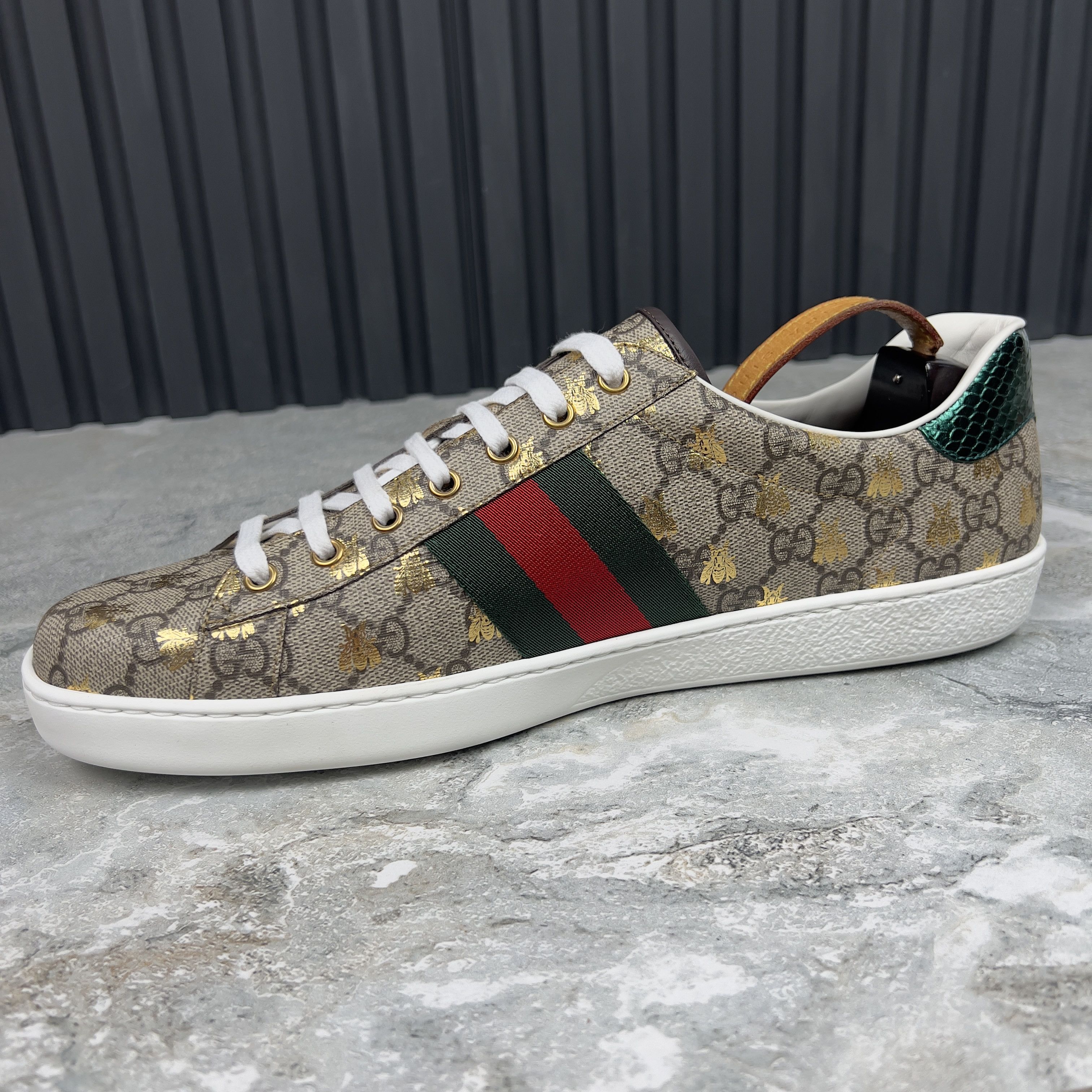Gucci NEW Gucci ACE GG Bees Supreme Canvas Python Sneakers Leather Size US 12.5 / EU 45-46 - 5 Thumbnail