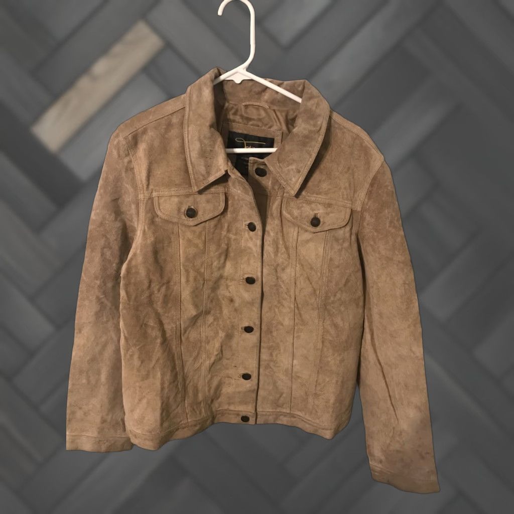 FABI Fabio Women's Leather Jacket Tan Suede Finish Jacket L Tan Women's Basic Jacket Fall Spring Winter Casual Party/Cocktail Size L / US 10 / IT 46 - 1 Thumbnail
