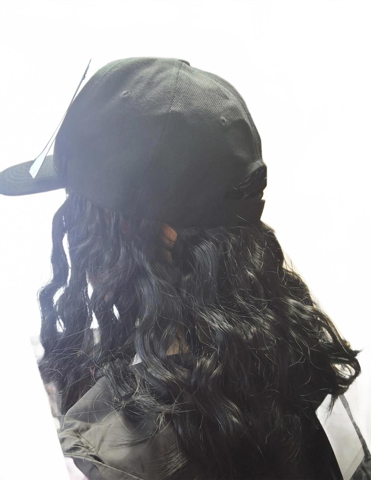 Genetic Manipulation Shinichiro Kuriya Stylish Black Baseball Cap with Natural Wavy Hair Attachment Size ONE SIZE - 5 Thumbnail
