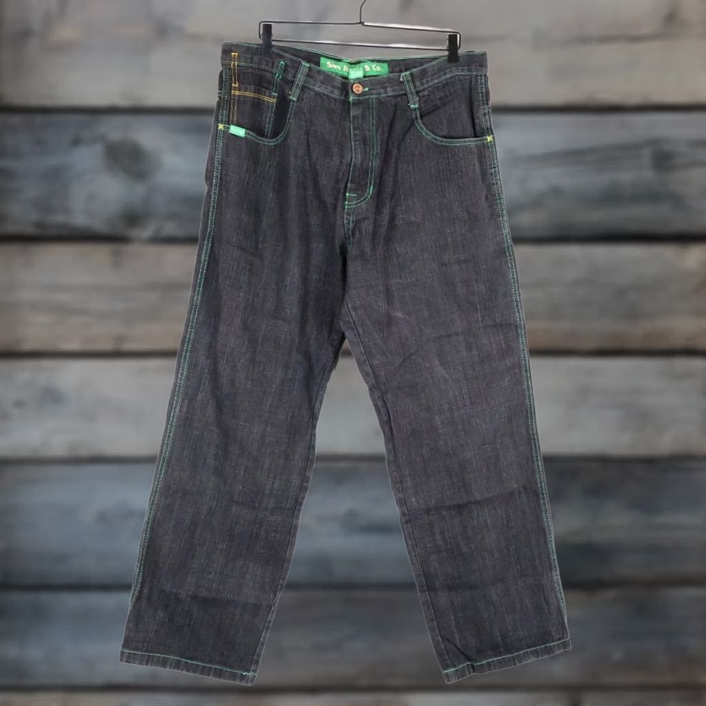 Vintage VINTAGE 5ive Jungle Jeans Baggy Fit 38x33 Black Denim 5-Pocket Men Adults 90s Hip Hop Retro Green Stitching 40 Tag Jeans Men's Size US 38 / EU 54 - 1 Thumbnail