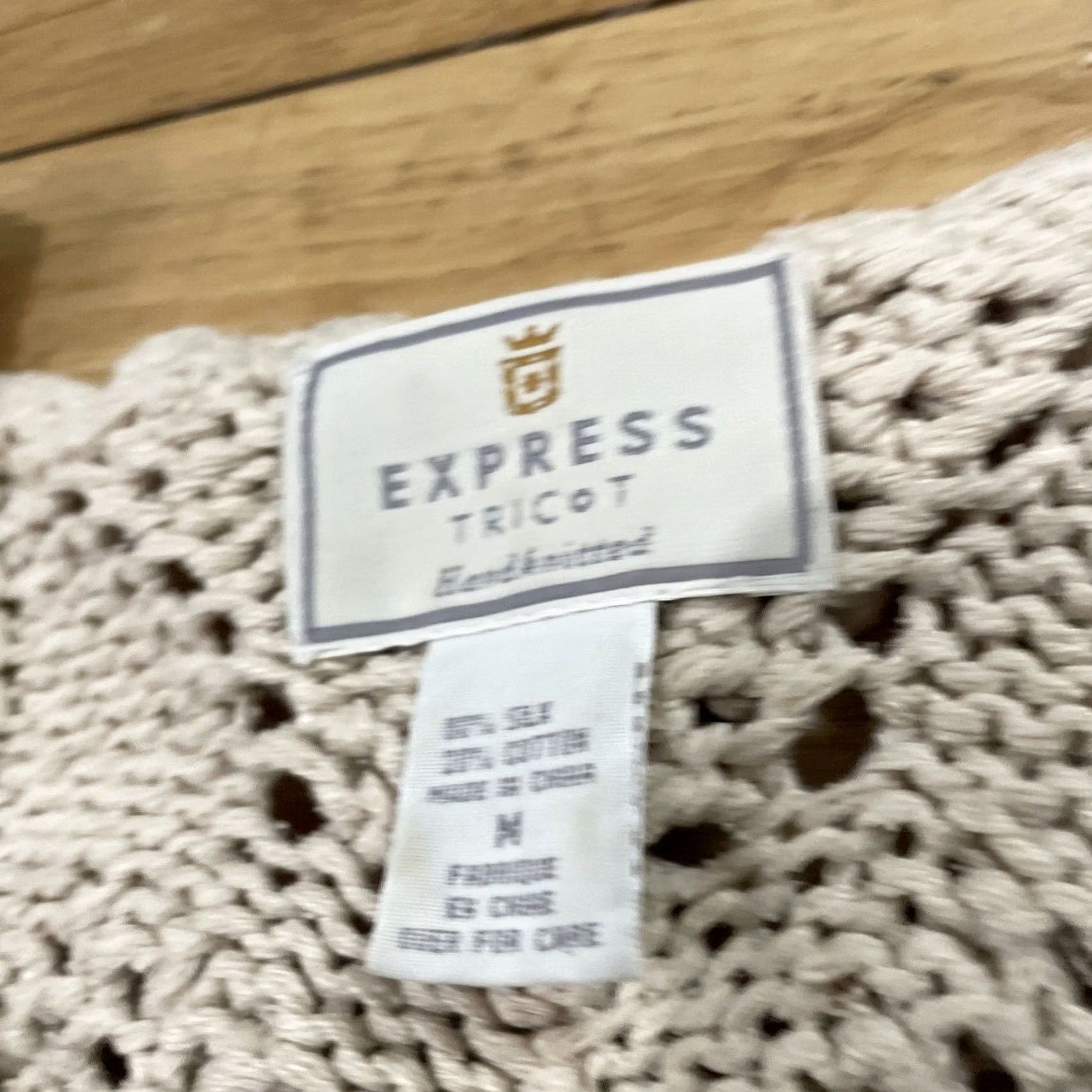 Express VINTAGE EXPRESS TRICOT Crochet Silk Tunic Sweater Dress Women M Cream Boho Hand Knit Shirt Size M / US 6-8 / IT 42-44 - 4 Thumbnail