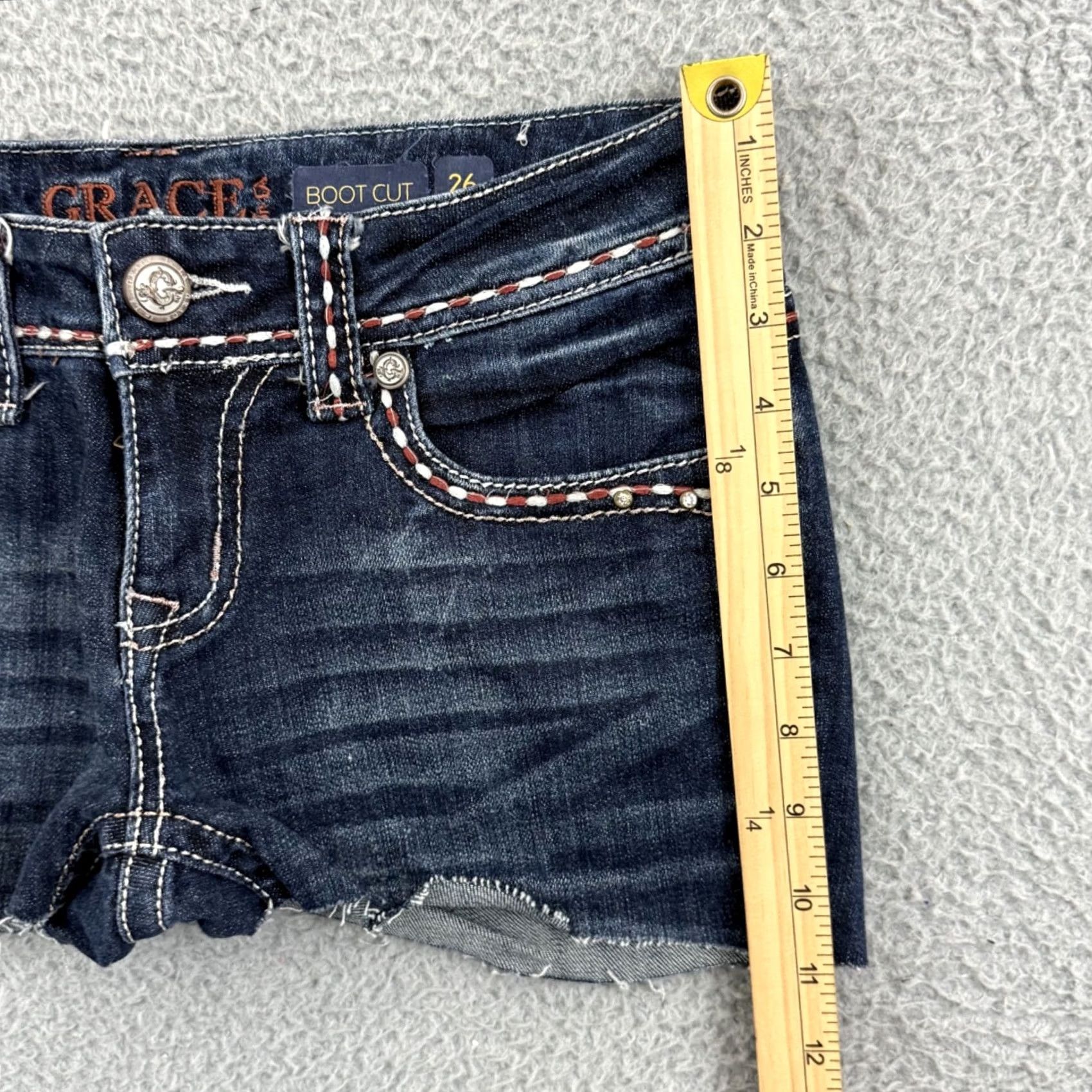 Grace in LA Grace in LA Shorts Women 26 Blue Denim Mid Rise Cutoff Stretch Vintage No Size 26" / US 2 / IT 38 - 7 Thumbnail