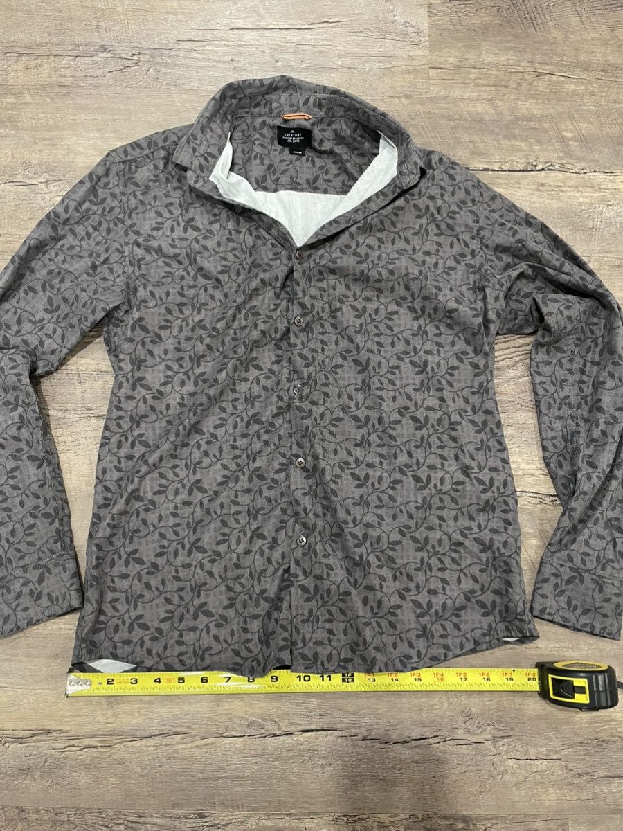 Le Grande Bleu (L.G.B.) 🌱 Grey Plant Design Button Up Shirt 🌱 Size US L / EU 52-54 / 3 - 4 Thumbnail
