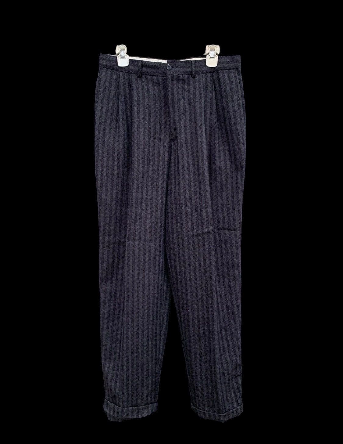 Vintage 🔥Vintage Italian texture striped baggy wool trouser pants Size US 31 - 1 Thumbnail