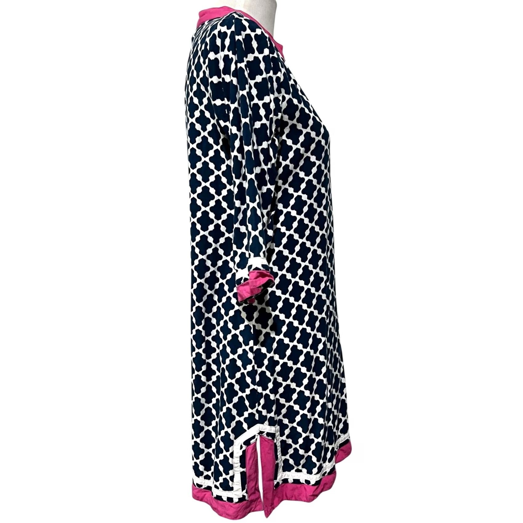 Escada Escapada Navy & Pink Tunic Coverup Dress Knee Length Resort Swim Women’s Sz M Size M / US 6-8 / IT 42-44 - 6 Thumbnail