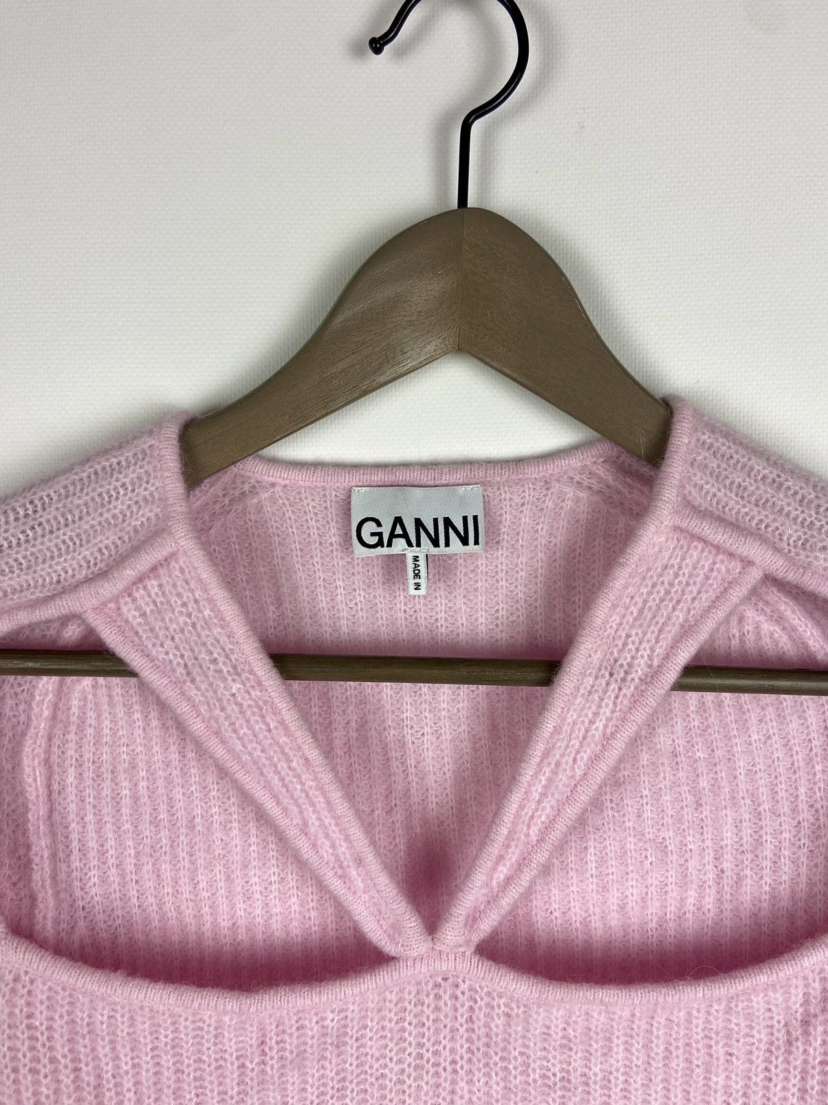 Designer × Ganni RRP$200 Ganni Cutout Ribbed-Knit Pink Womens Sweater Size S / US 4 / IT 40 - 3 Thumbnail