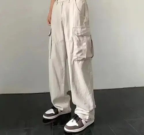 Japanese Brand Cargo Pants Cream- Korean Streetwear Style Pants Size US 31 - 3 Thumbnail