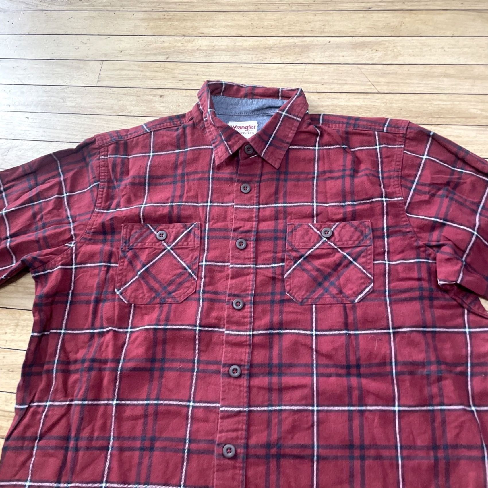 Wrangler VINTAGE Wrangler Authentic Button Shirt Men XL Western Red Plaid Flannel Classic XL 50" Size US XL / EU 56 / 4 - 4 Thumbnail