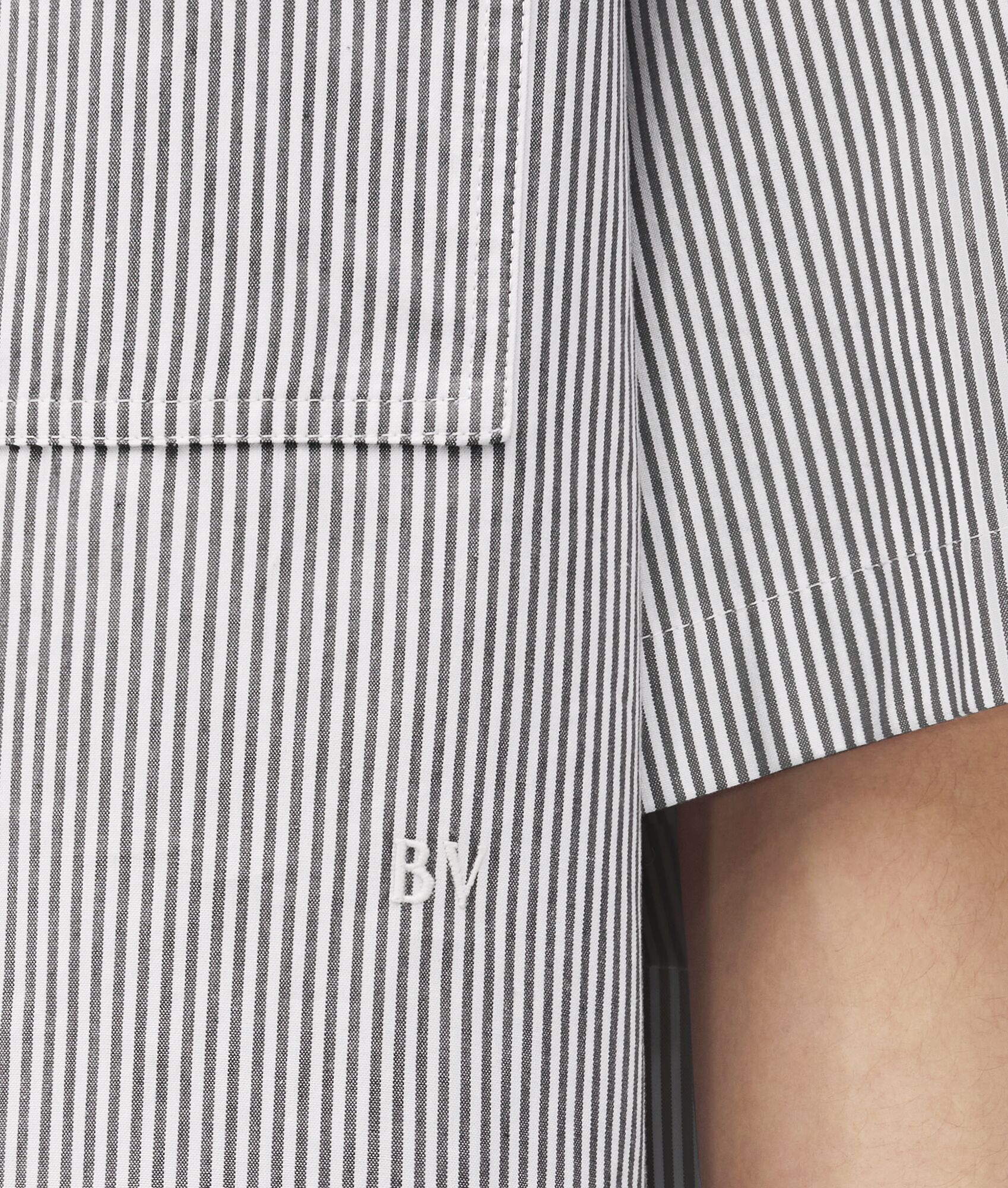 Bottega Veneta o1loc1c0325 789370 Striped Cotton Overshirt "BV" Embroidery Size US L / EU 52-54 / 3 - 4 Thumbnail