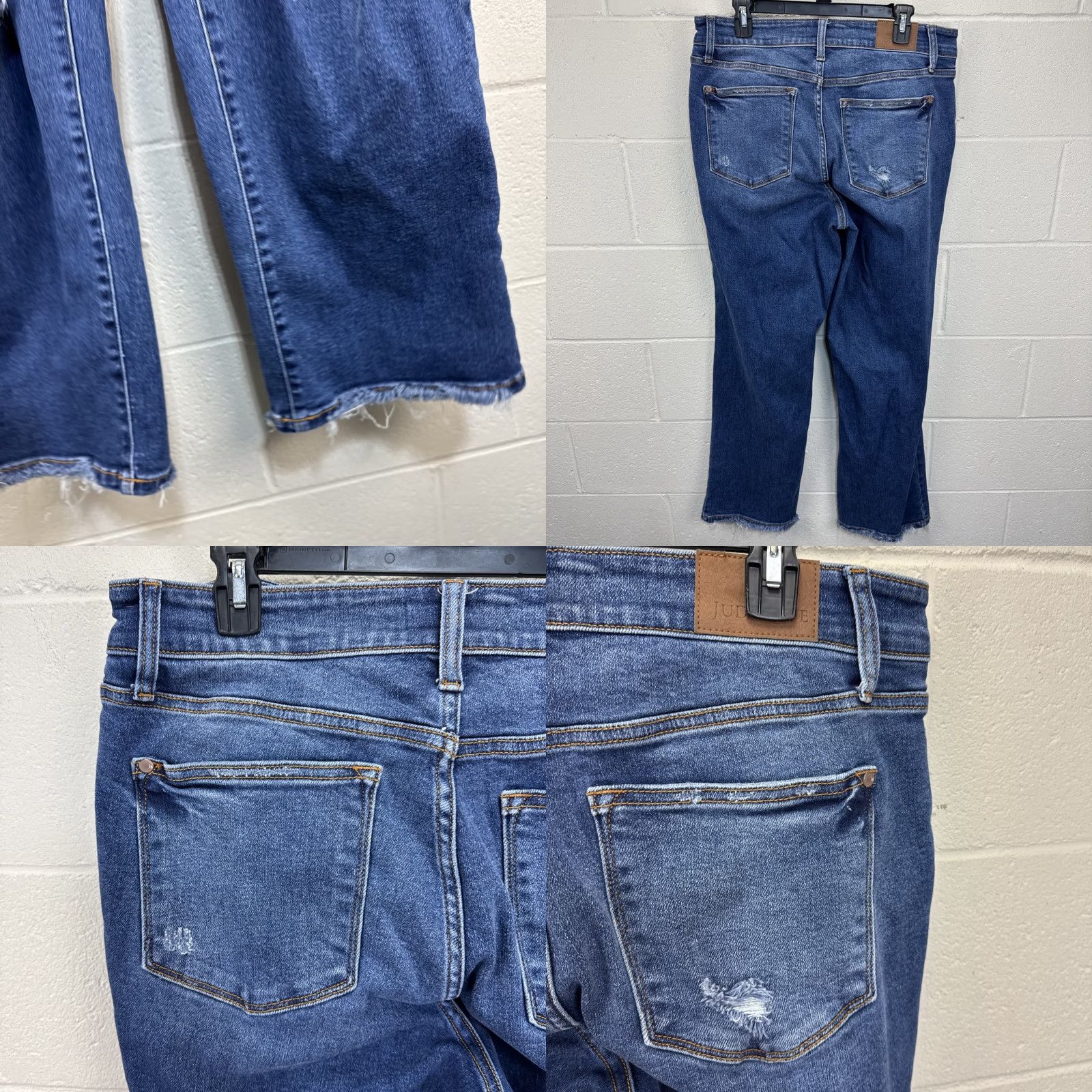Vintage Judy Blue Jeans 16W 5-Pocket Distressed Wide Leg High Rise Medium Wash Denim Stretch Classic Blue Women Adults Jeans Size 38" / US 16 / IT 52 - 8 Thumbnail