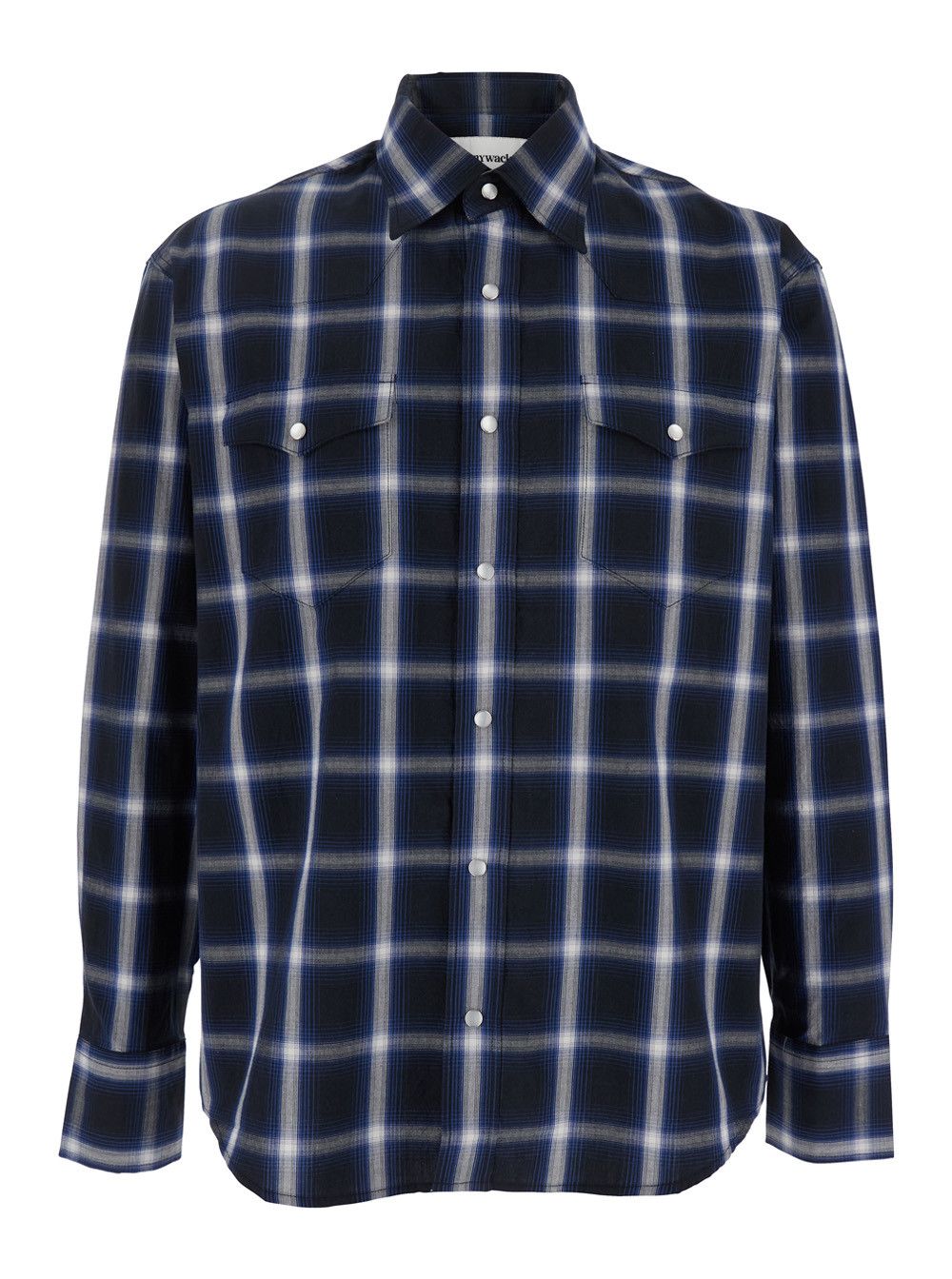 TONYWACK Blue Shirt with Classic Collar and All-Over Check Motif in Cotton Man Size US L / EU 52-54 / 3 - 1 Thumbnail
