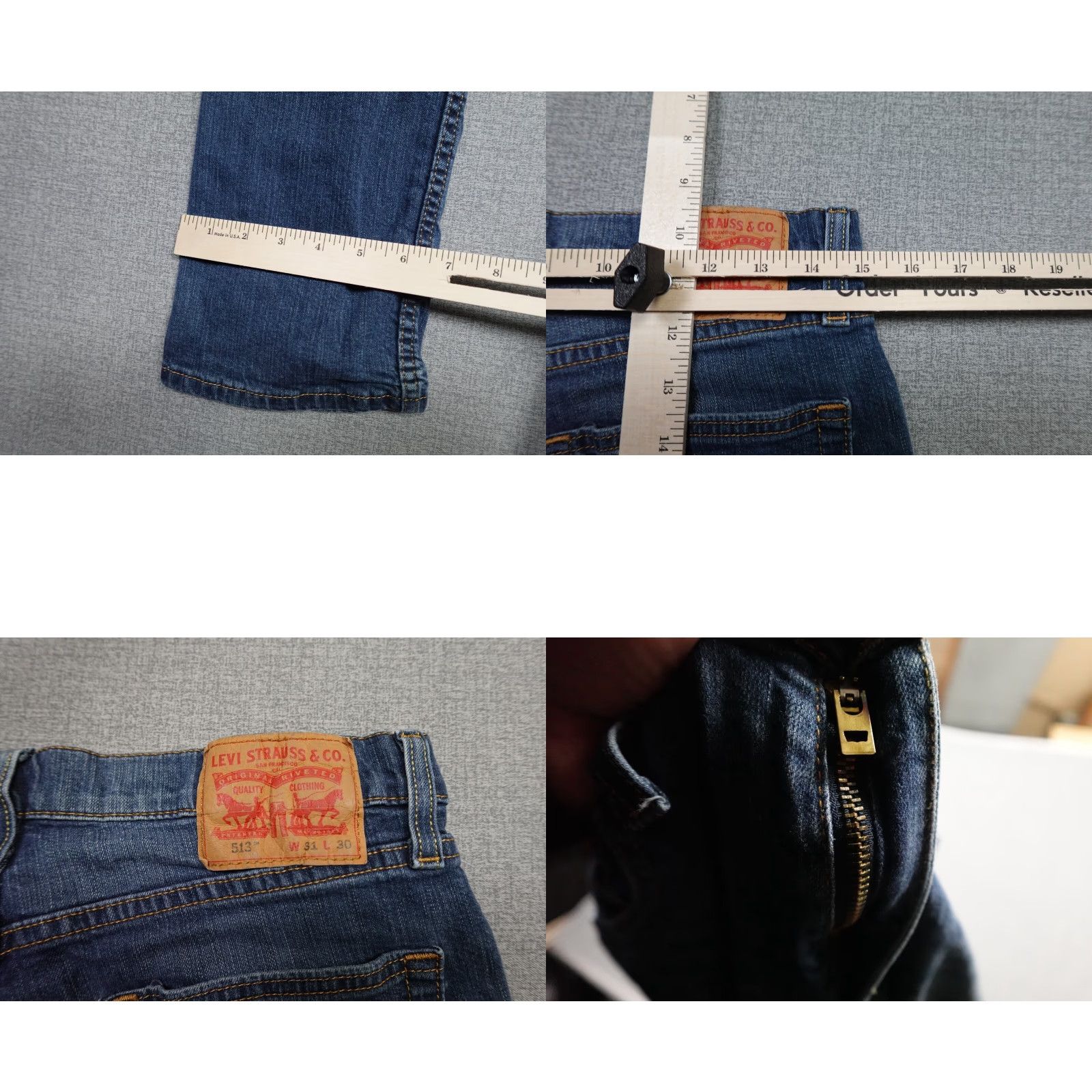 Levi's Levi's 513 Jeans Mens 31x30 Blue Slim Straight Dark Western Rancher Stretch Size US 31 - 8 Thumbnail
