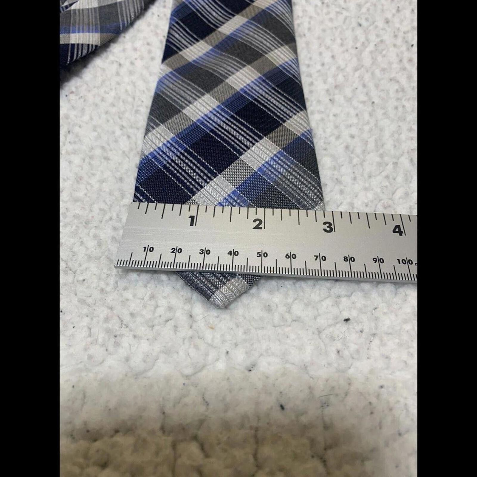 Other Kenneth Cole Reaction Blue Plaid Necktie Silk Tie Size ONE SIZE - 6 Thumbnail