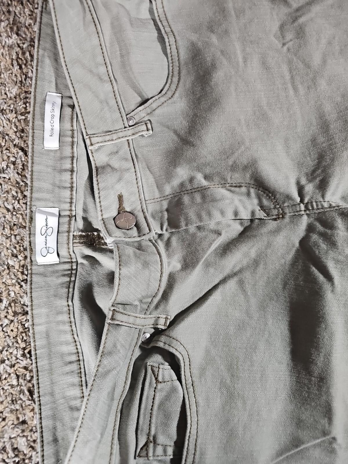 Other Jessica Simpson Rolled Crop Skinny Green Jeans 14/32 Size 36" / US 14 / IT 50 - 2 Thumbnail
