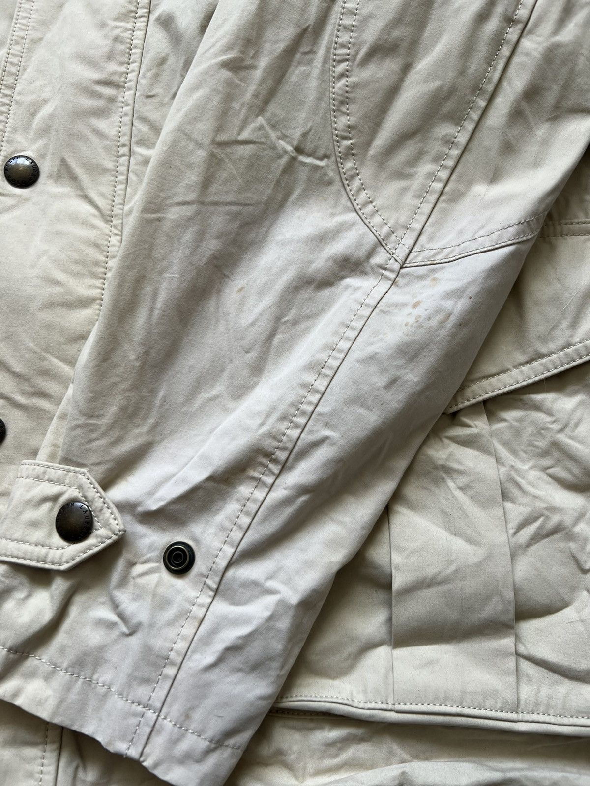 Polo Ralph Lauren × Ralph Lauren × Vintage Polo by Ralph Lauren Vintage Beige Cotton Mac Coat Jacket Size US L / EU 52-54 / 3 - 4 Thumbnail
