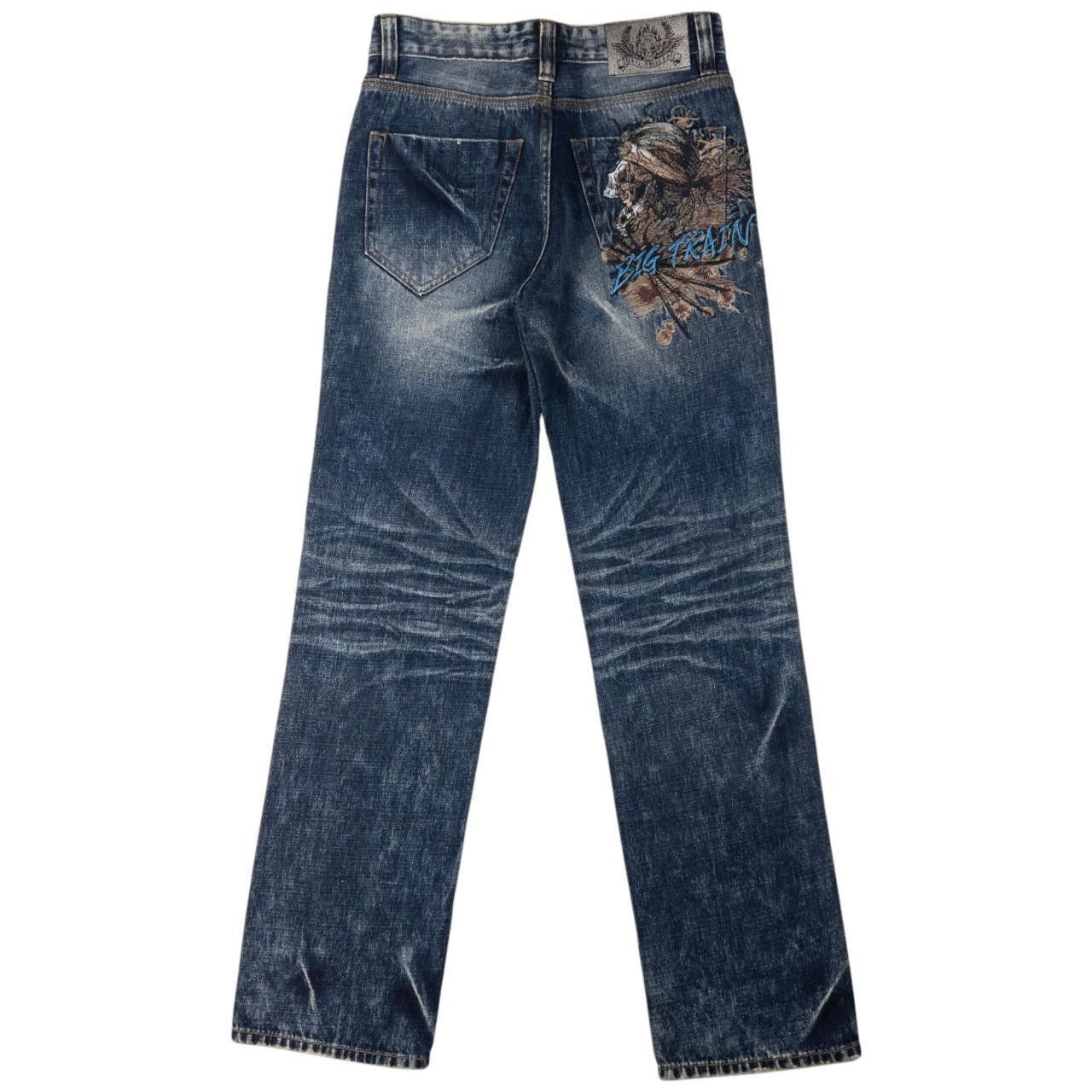 Vintage Big Train Embroidered Skull Denim Jeans Size W30