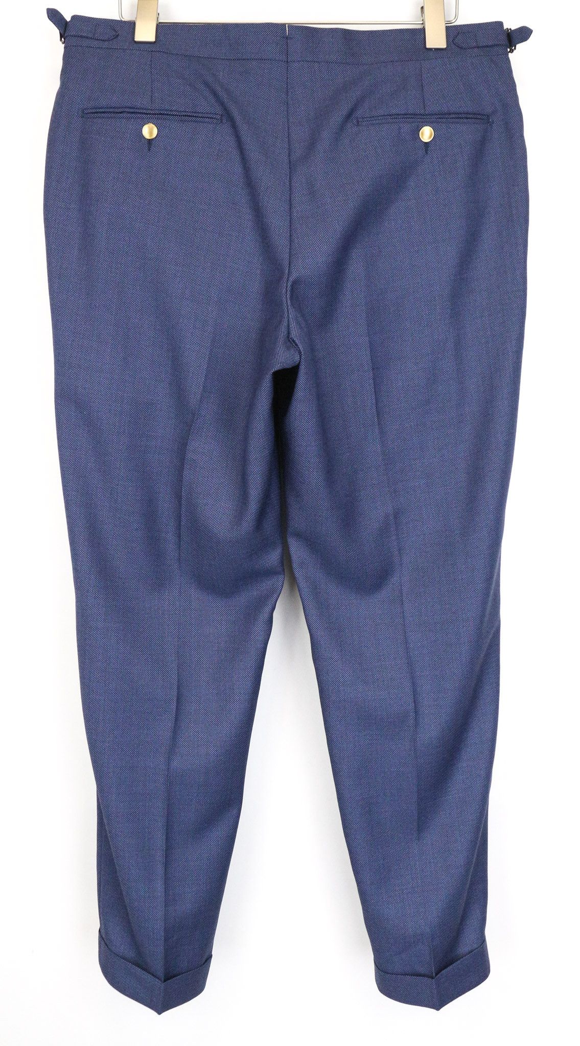 Suitsupply BRESCIA UK42S Blue Wool Pleated Trousers 76205 Size 42S - 2 Thumbnail