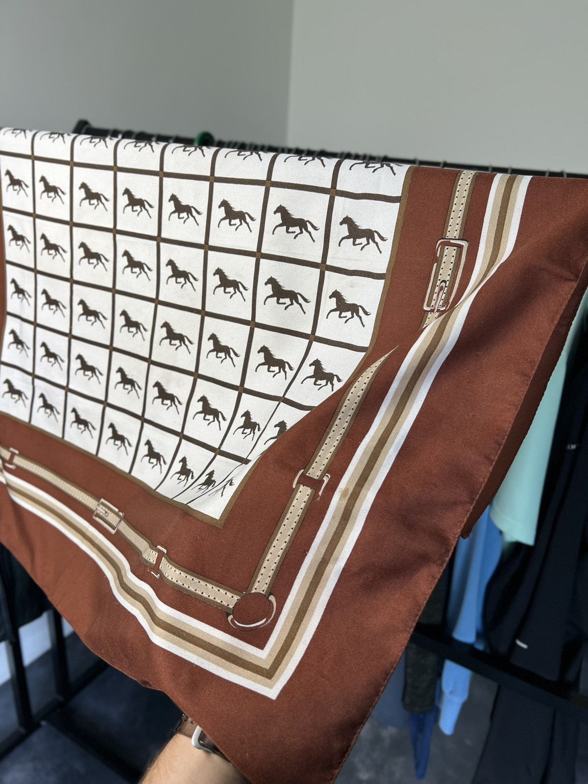 Vintage Vintage Italian Silk Scarf Horse Equestrian Print 76cm Size ONE SIZE - 4 Thumbnail