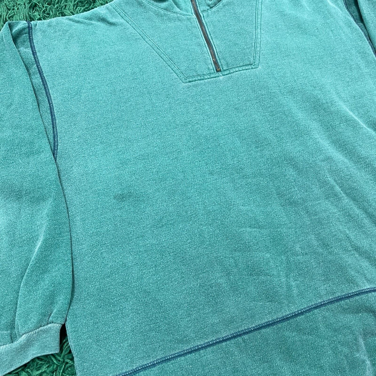 Anchor Blue Vintage 90s Anchor Blue Green 1/4 Zip Pullover Sweater Large Size US L / EU 52-54 / 3 - 3 Thumbnail