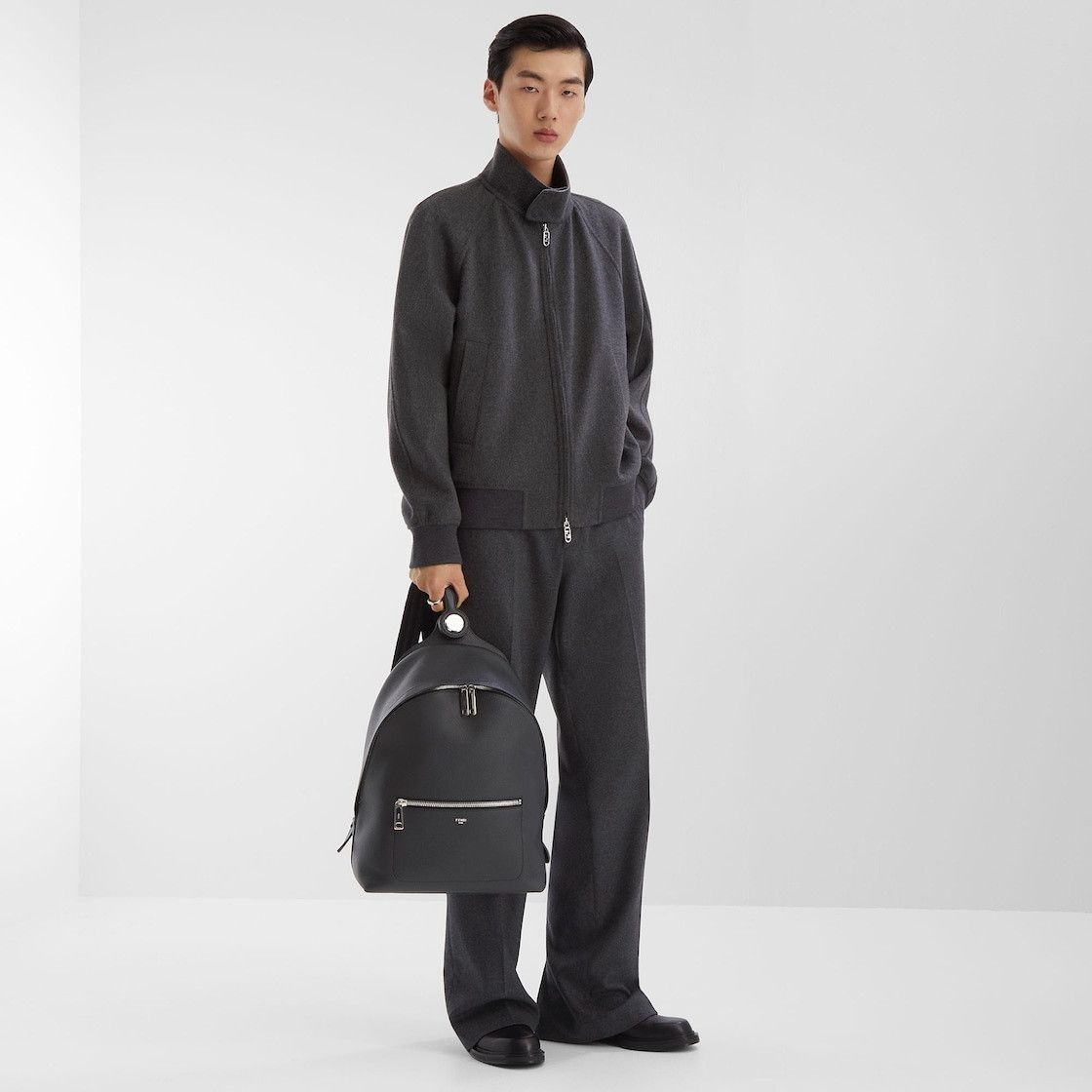 Fendi o1s1wg111125 Size: OS/ Roma Leather Chiodo Medium in Black Size ONE SIZE - 5 Thumbnail