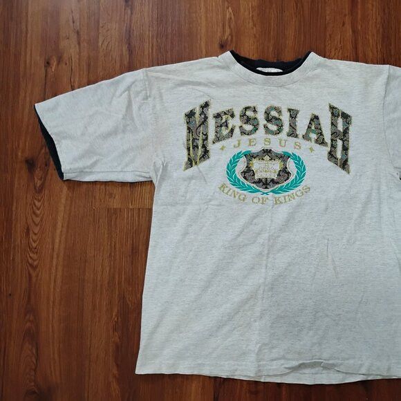 TEE JAYS Vintage Messiah Jesus King Of Kings Double Sleeve T-Shirt Size US L / EU 52-54 / 3 - 2 Thumbnail