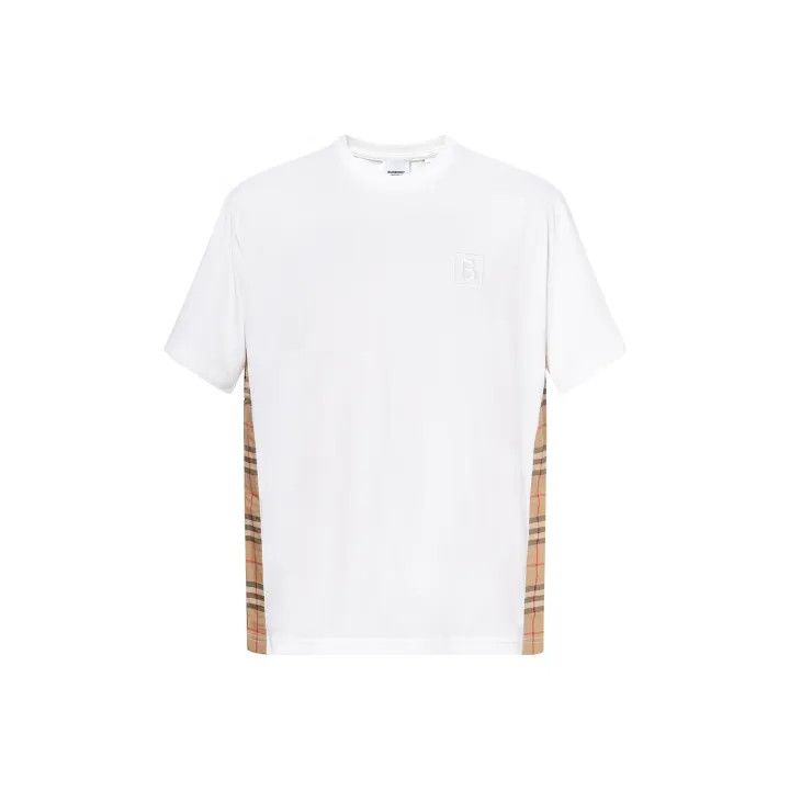 Burberry White Plaid Side Short Sleeve T-Shirt 0079
