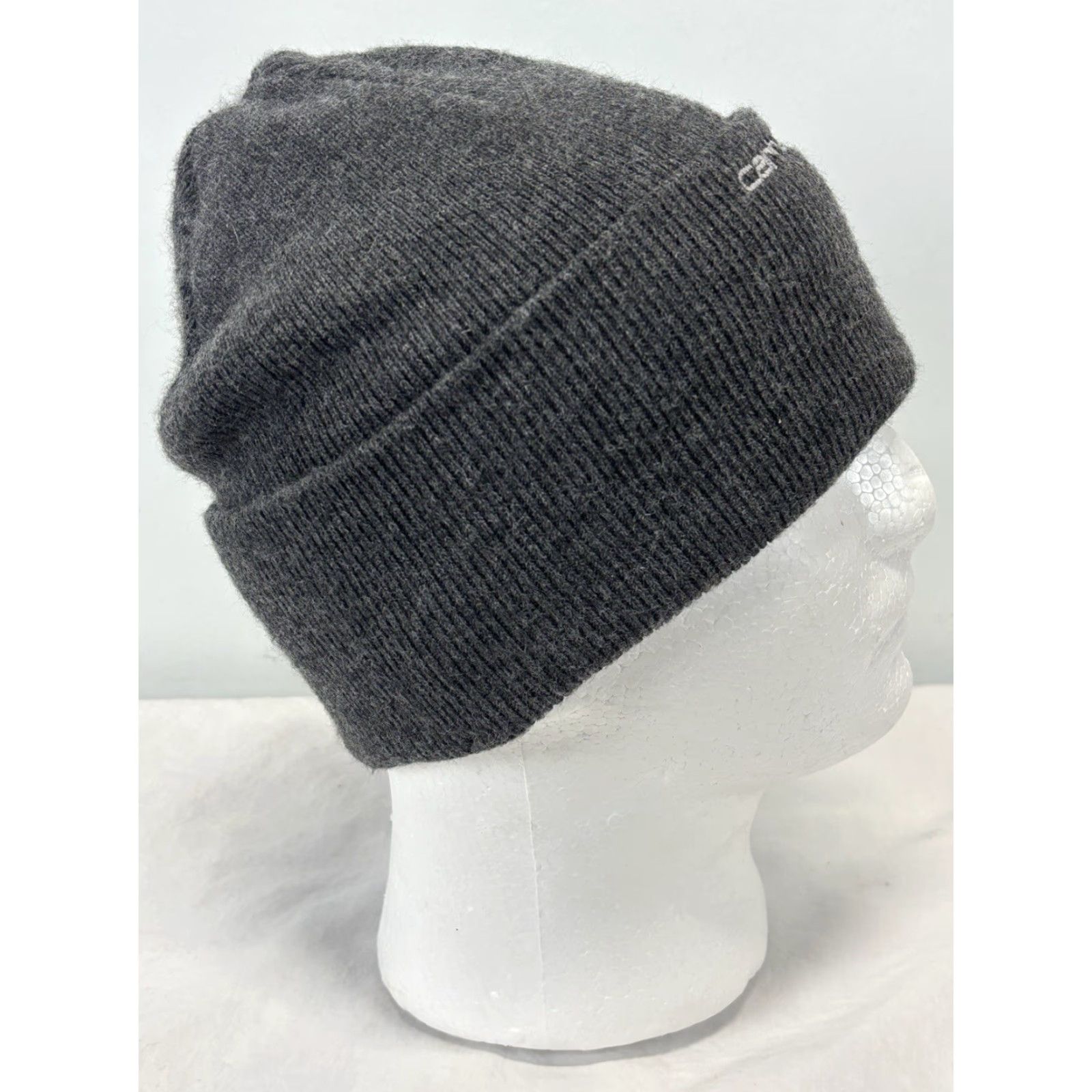 Carhartt VINTAGE Carhartt Beanie Hat Grey Made In USA OSFA Unisex Adults One Size Knit No Visor US A USA theme Solid Size ONE SIZE - 5 Thumbnail
