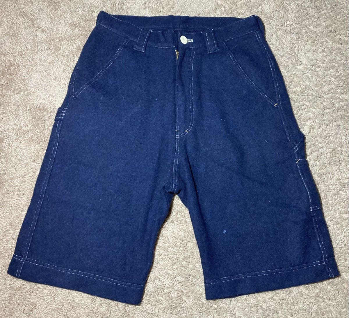 Japanese Brand 90s Milkboy Wool Carpenter Shorts Contrast Stitch Denim Faux Size US 30 / EU 46 - 1 Thumbnail