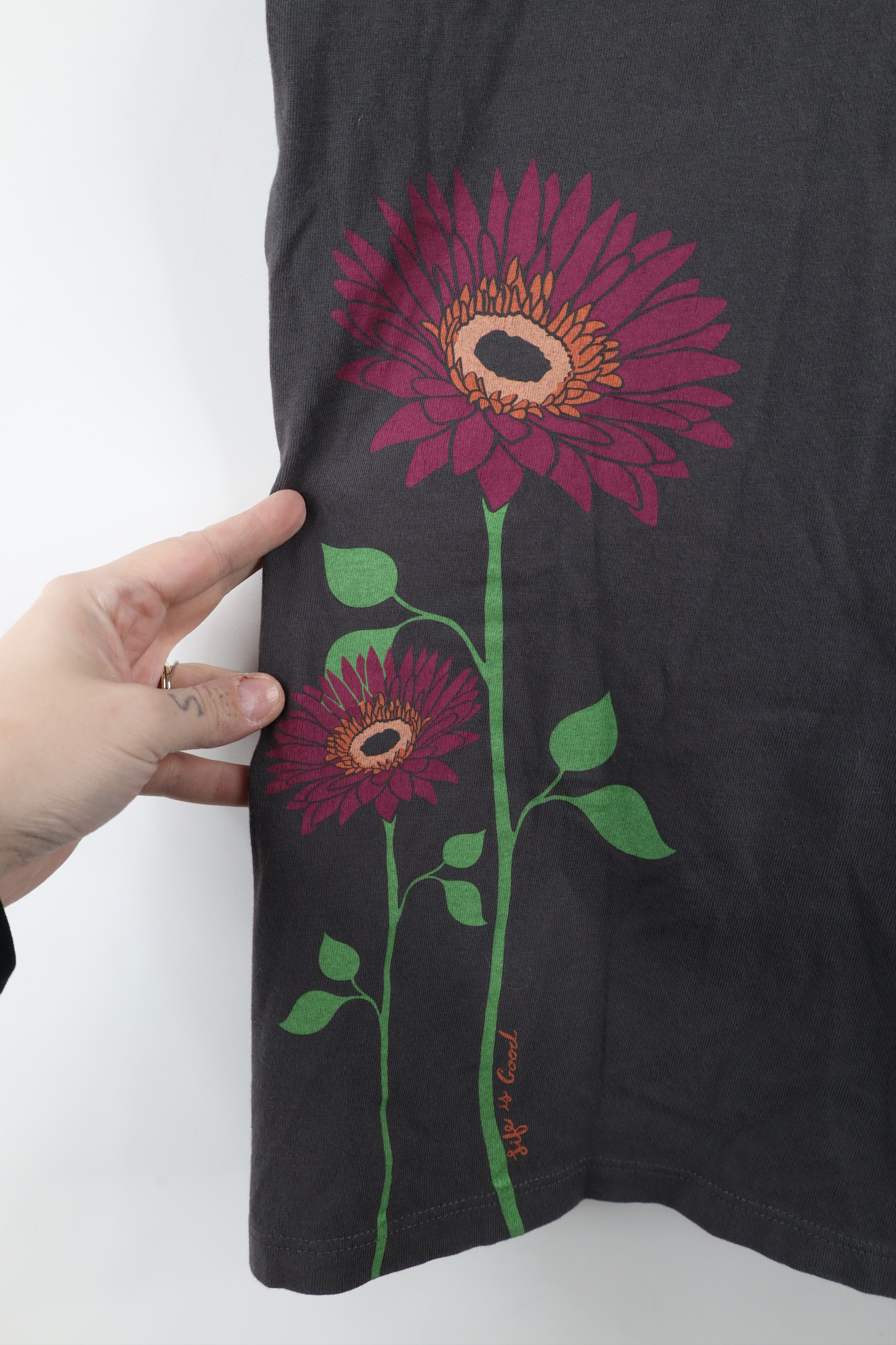 Life is Good × Vintage Life Is Good Spell Out Flower Long Sleeve T-Shirt Gray Size M / US 6-8 / IT 42-44 - 5 Thumbnail