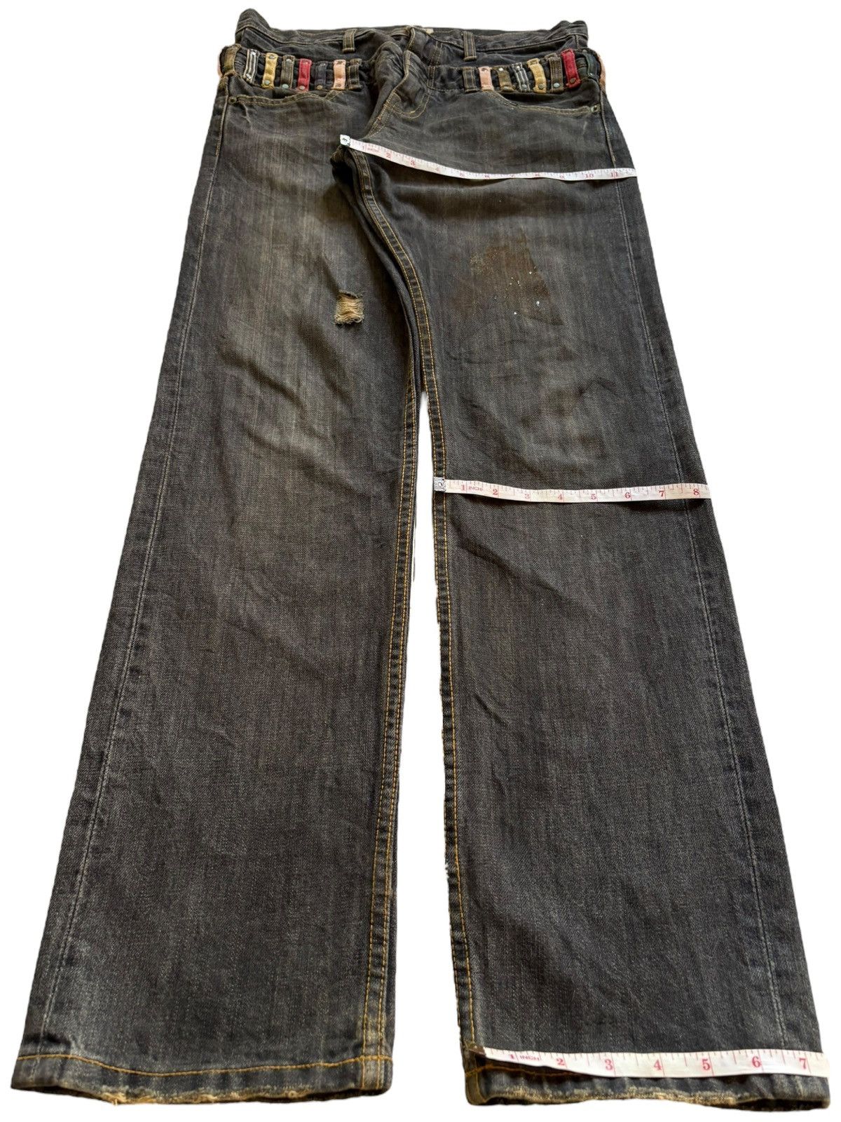 Japanese Brand Vintage Japanese Brand Double Waist Rusty Mud Wash Jeans Size US 32 / EU 48 - 14 Thumbnail