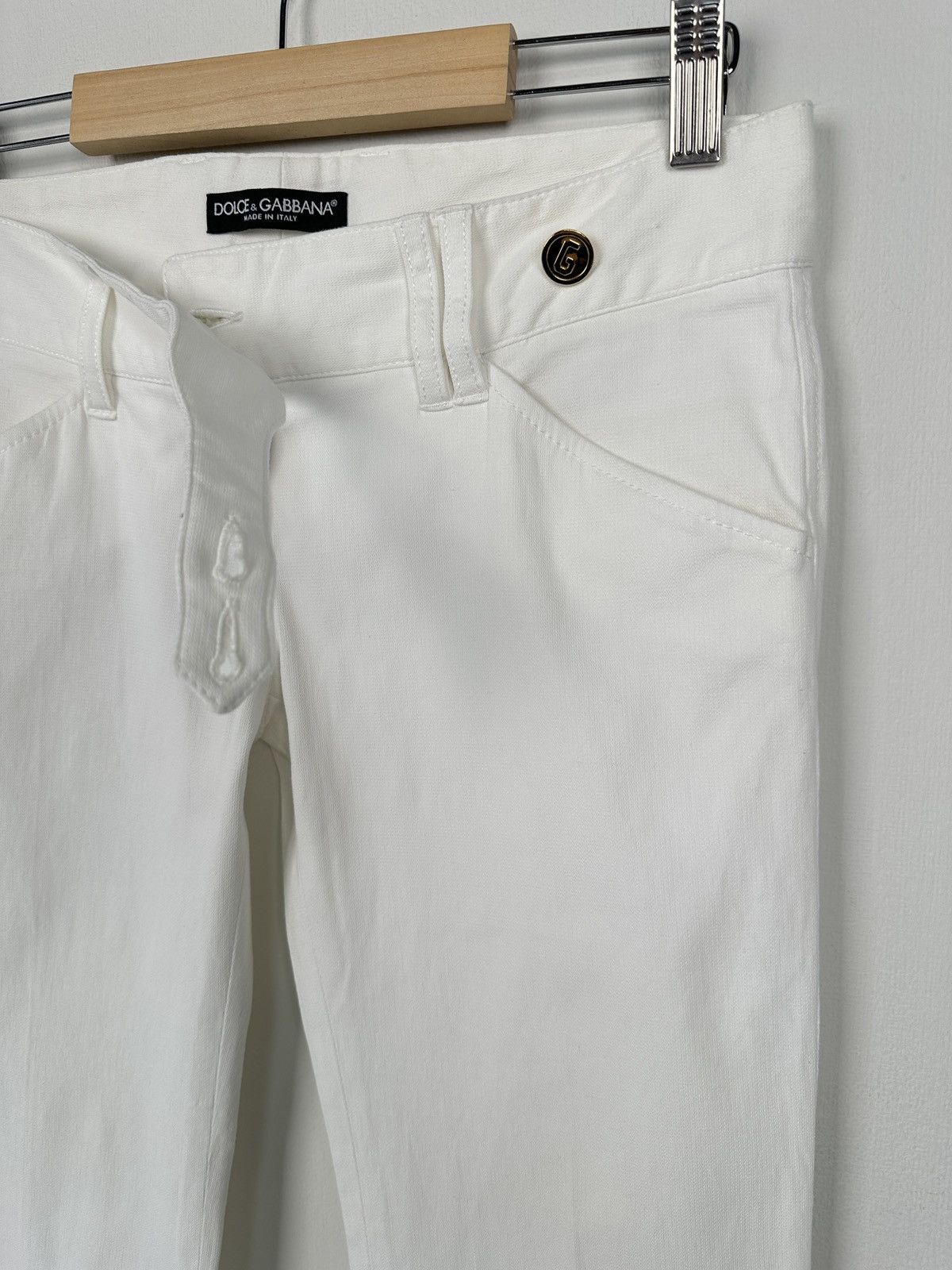 Dolce & Gabbana Y2K DOLCE & GABBANA Flared White Jeans Pants Gold Button Size 25" / US 0 / IT 36 - 11 Thumbnail