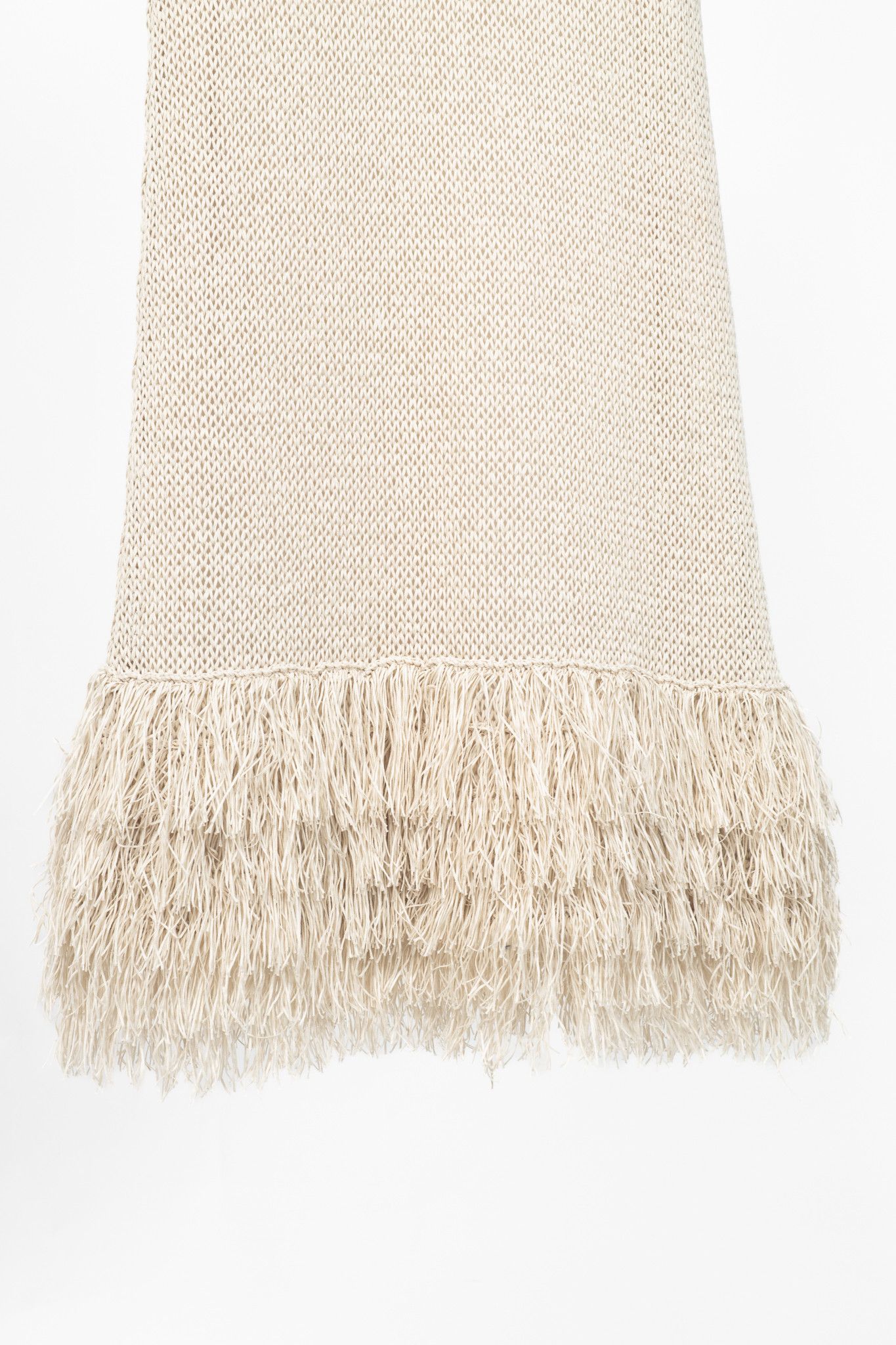 Brunello Cucinelli Brunello Cucinelli Oatmeal Cotton-Knit Fringe-Hem Dress Size S / US 4 / IT 40 - 6 Thumbnail