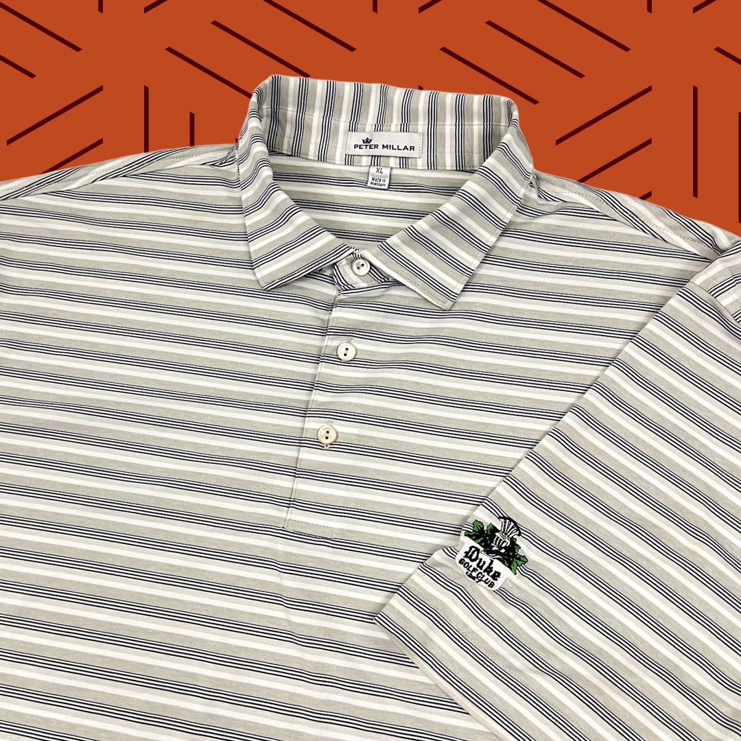 Peter Millar Peter Millar Summer Comfort Polo Shirt Men XL Gray Striped Duke Golf Club Preppy Size US XL / EU 56 / 4 - 1 Thumbnail