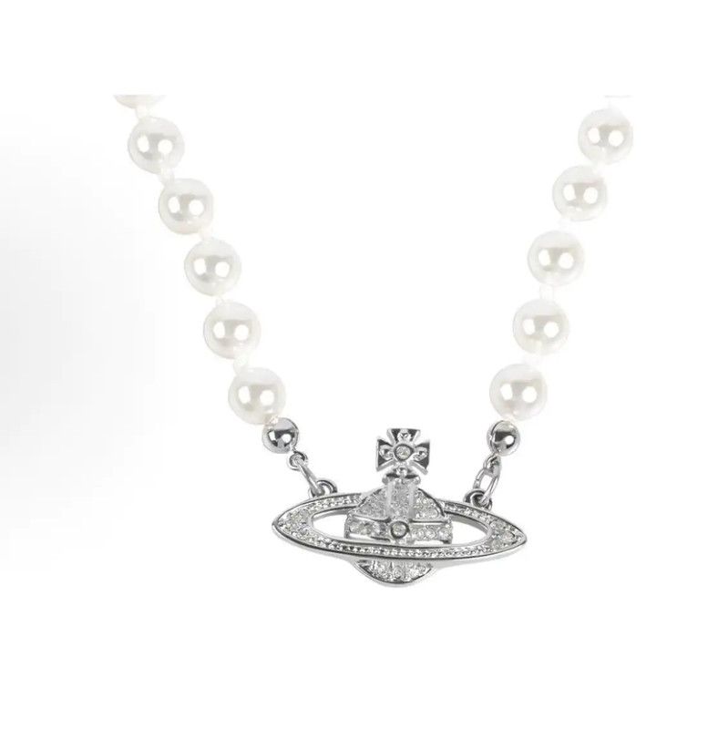 Vivienne Westwood Vivienne Westwood White Pearl Logo Necklace 0089 Size ONE SIZE - 1 Thumbnail