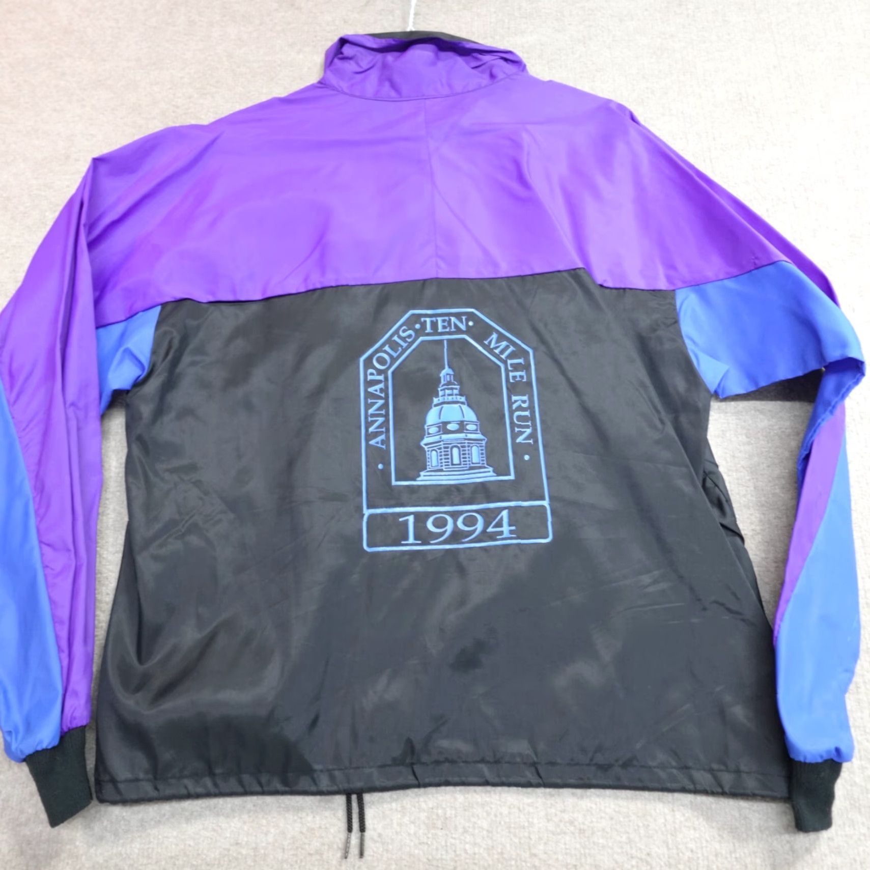 Vintage VINTAGE Annapolis 10 Mile Run Jacket L Windbreaker Full Zip Blue Black Purple Mens Size US L / EU 52-54 / 3 - 5 Thumbnail