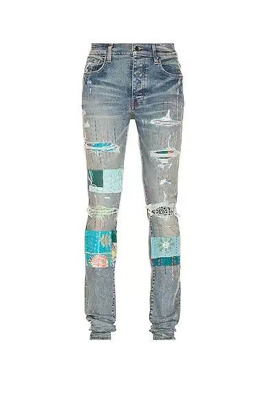 Amiri o1mle0325 Quilted Artpatch Jeans in Clay Indigo Size US 28 / EU 44 - 1 Thumbnail