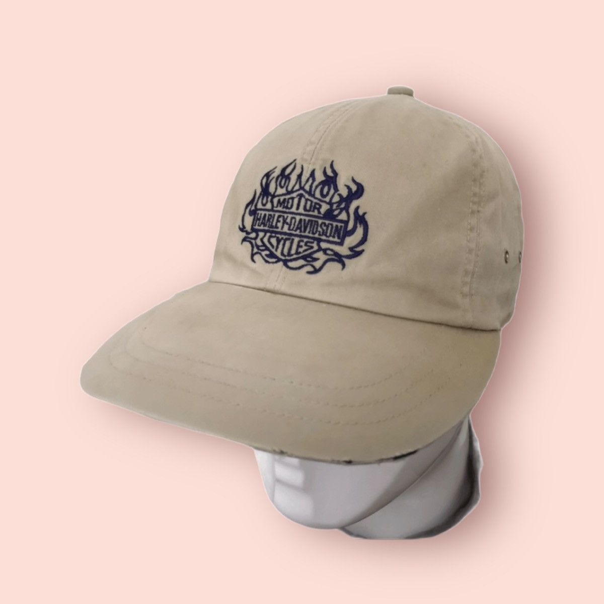 Harley Davidson × Vintage DISTRESSED HARLEY DAVIDSON FLAME LOGO STRAPBACK CAP Size ONE SIZE - 5 Thumbnail