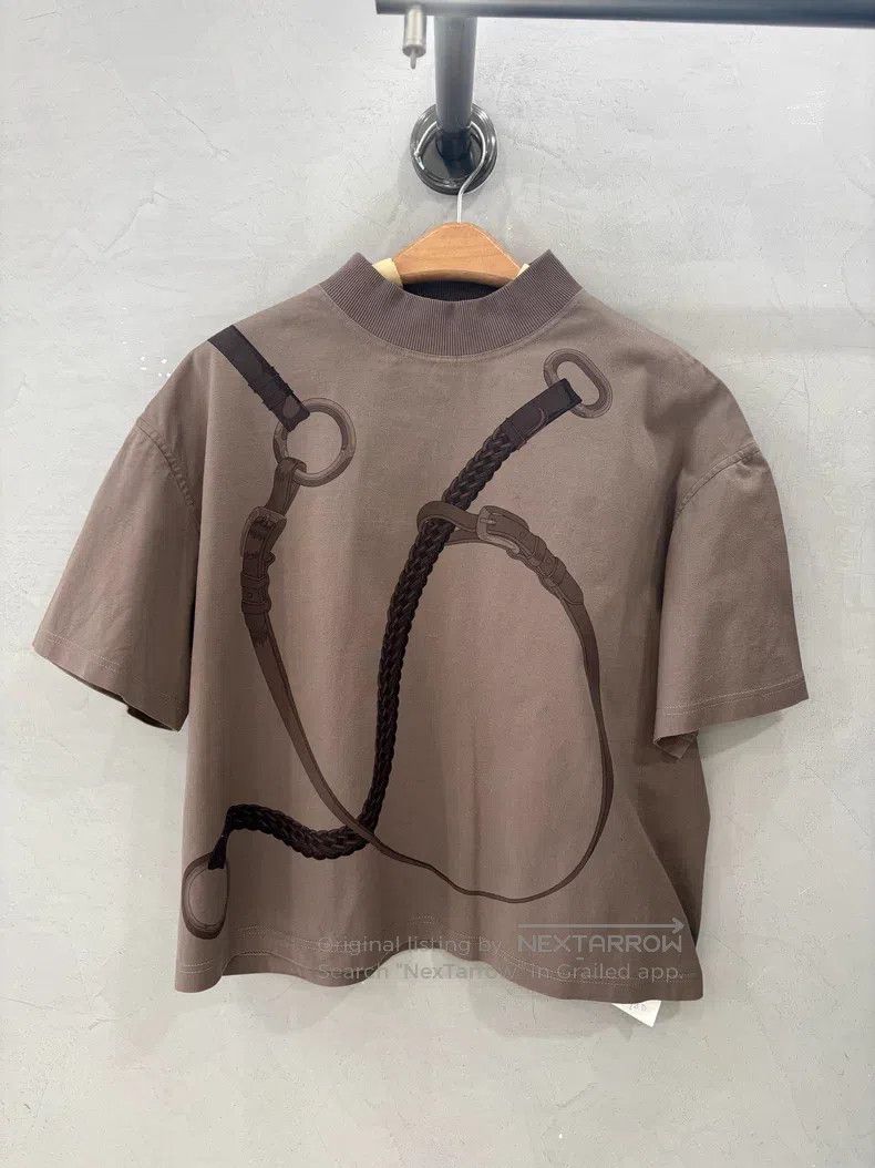 Hermes Hermes Brown chain pattern short-sleeved top Size XXS / US 00 / IT 34 - 1 Thumbnail