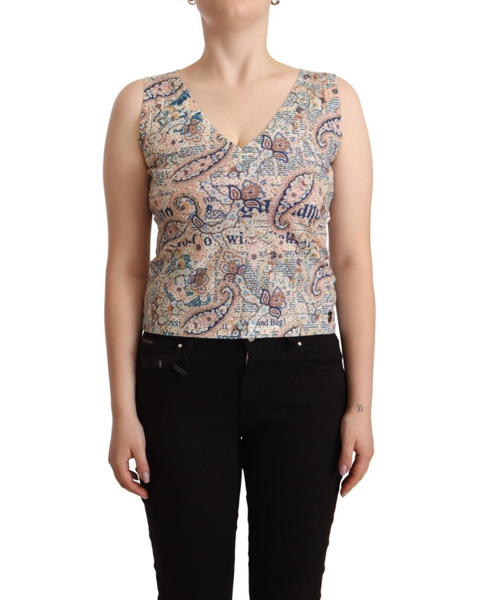 image of John Galliano Patterned Sleeveless Tank Top, Women's (Size Small)