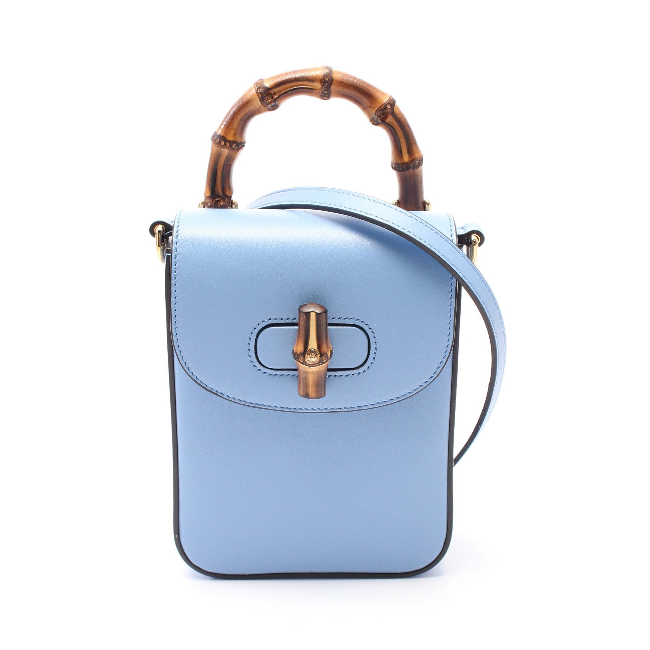 Gucci Gucci Bamboo Handbag Leather Blue 3Way Size ONE SIZE - 1 Thumbnail