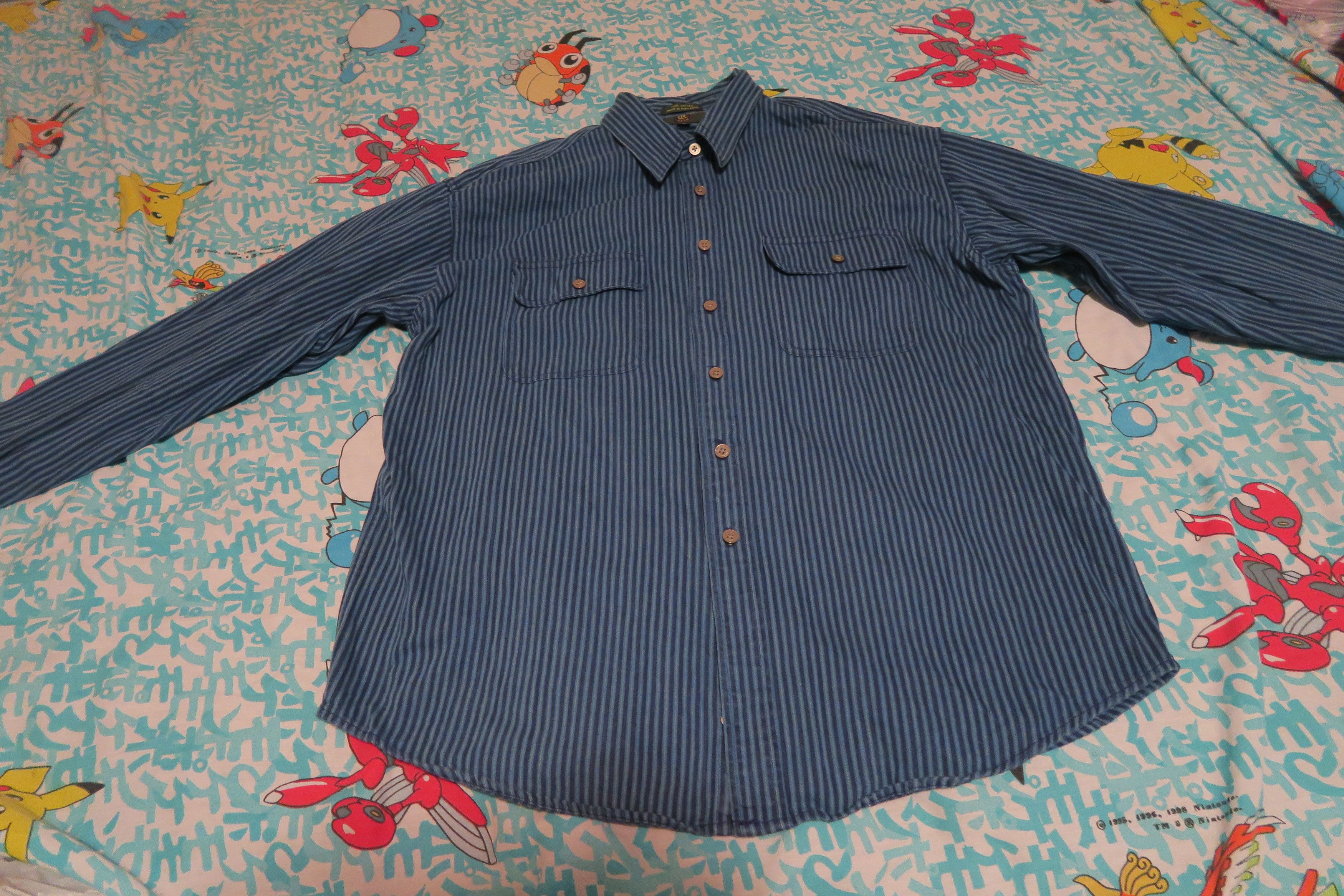 Club Room × Vintage Club Room Thick 7.5 oz Denim Railroad Striped Button Shirt Size US L / EU 52-54 / 3 - 1 Thumbnail