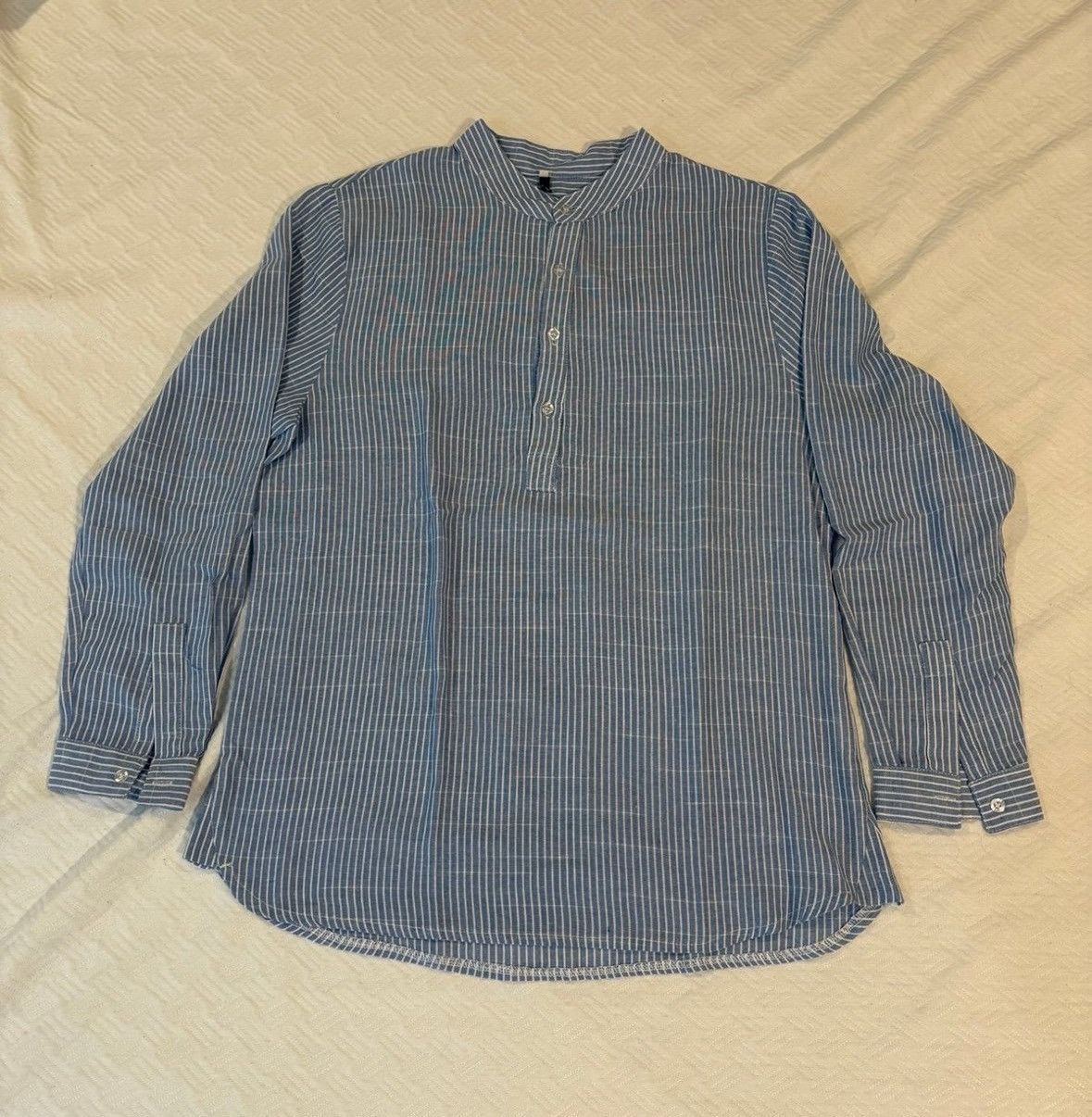 Zara Lightweight cotton men’s shirt by Zara, blue & white stripes Size US M / EU 48-50 / 2 - 2 Thumbnail
