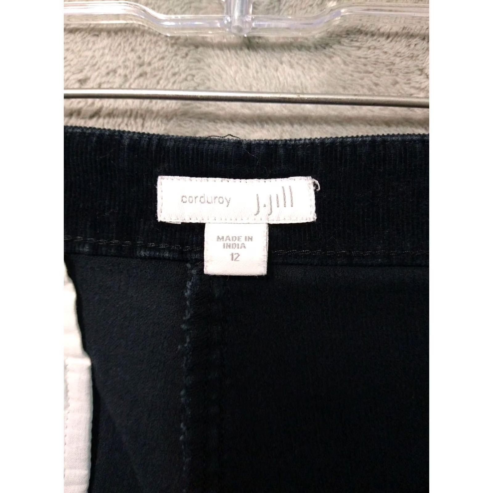 J. Jill J. Jill Pants Womens 12 Black Corduroy Straight Leg Mid Rise Stretch Cotton Regular Inseam 29.5 in Front Flat Front Size 34" / US 12 / IT 48 - 7 Thumbnail