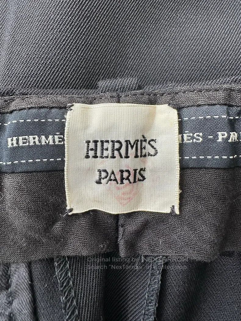Hermes Hermes Fine Wool Crepe Wide Leg Casual Suit Pants, Black Size 24" / US 00 / IT 34 - 8 Thumbnail
