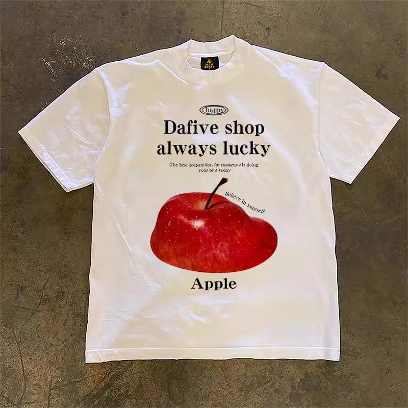 Vintage White street casual retro apple print t-shirt Size US M / EU 48-50 / 2 - 1 Thumbnail